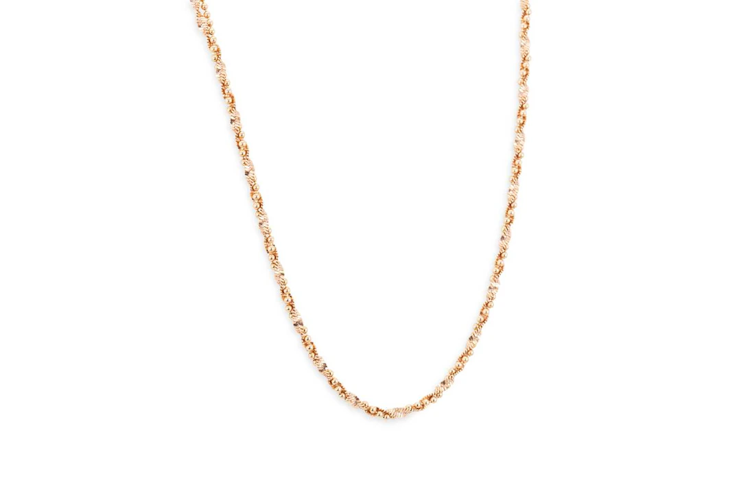 A 14CT ROSE GOLD MIXED CHAIN
