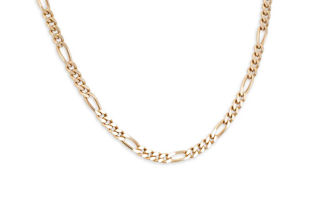 A 9CT GOLD FLAT FANCY CURB LINK NECK CHAIN