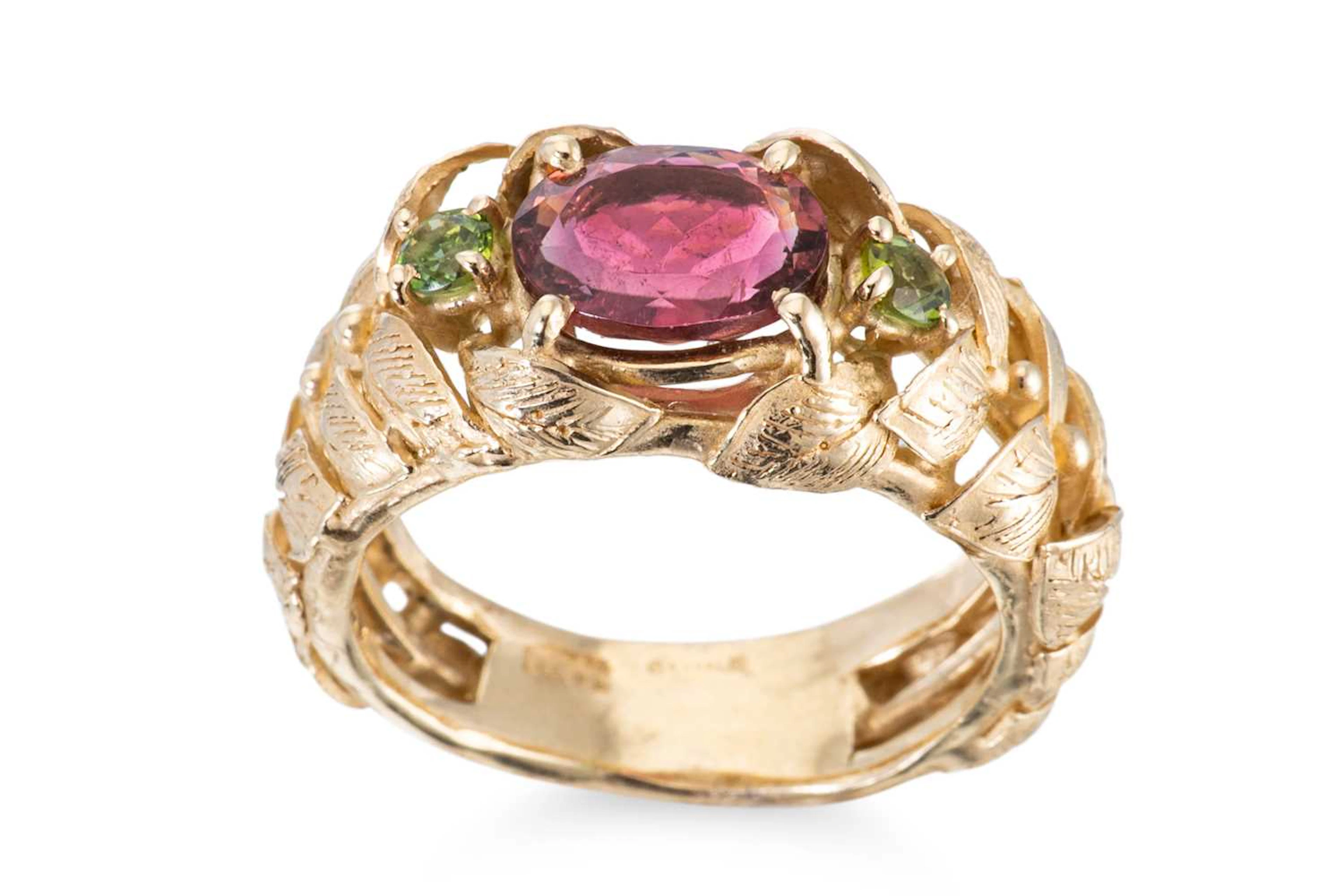 A PINK TOURMALINE SET RING