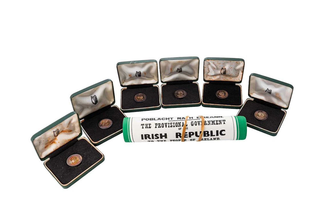 6 X 1966 IRISH PEARSE TONED PROOF SILVER COINS