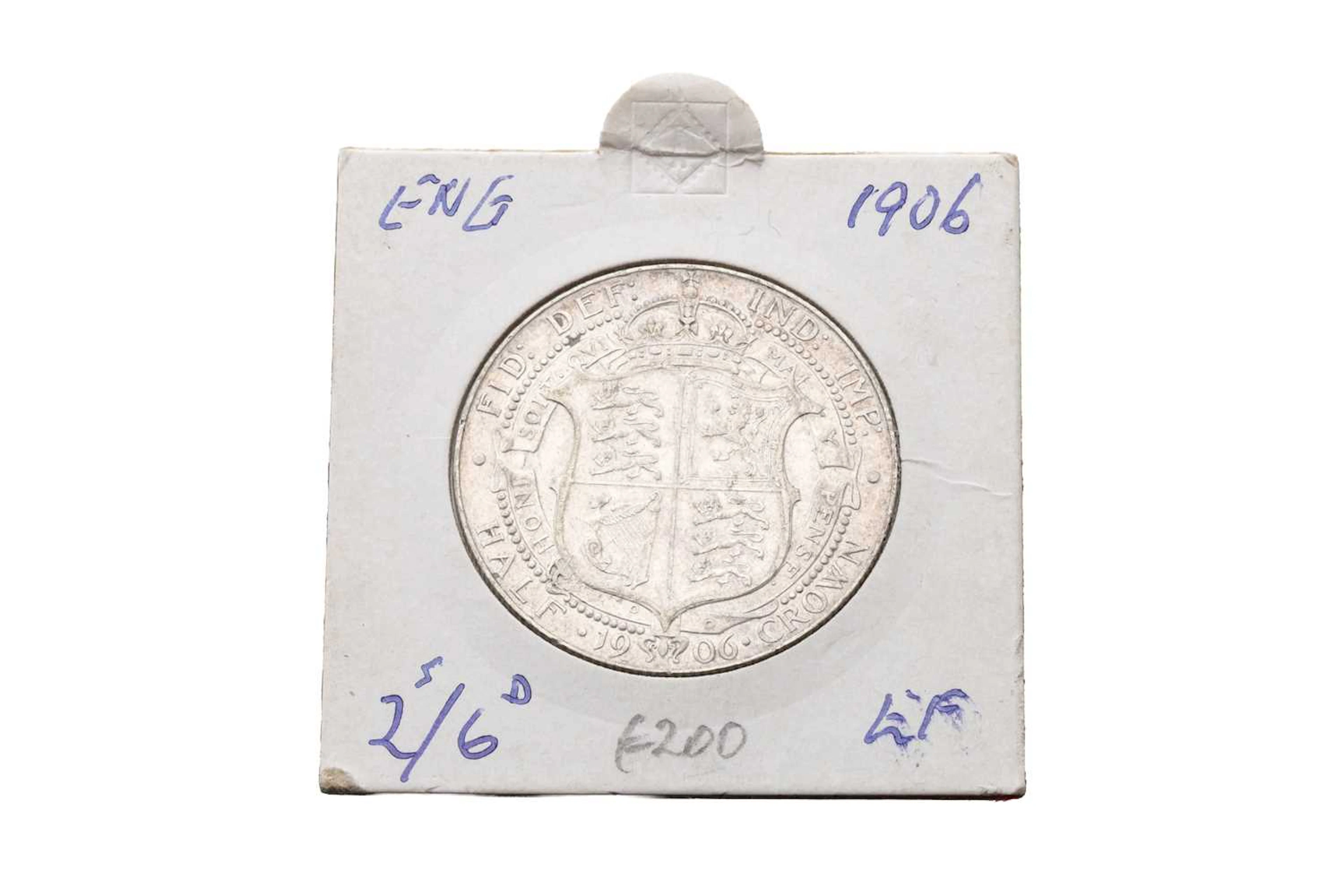 A 1906 EDWARD VII SILVER ENGLISH HALF CROWN COIN