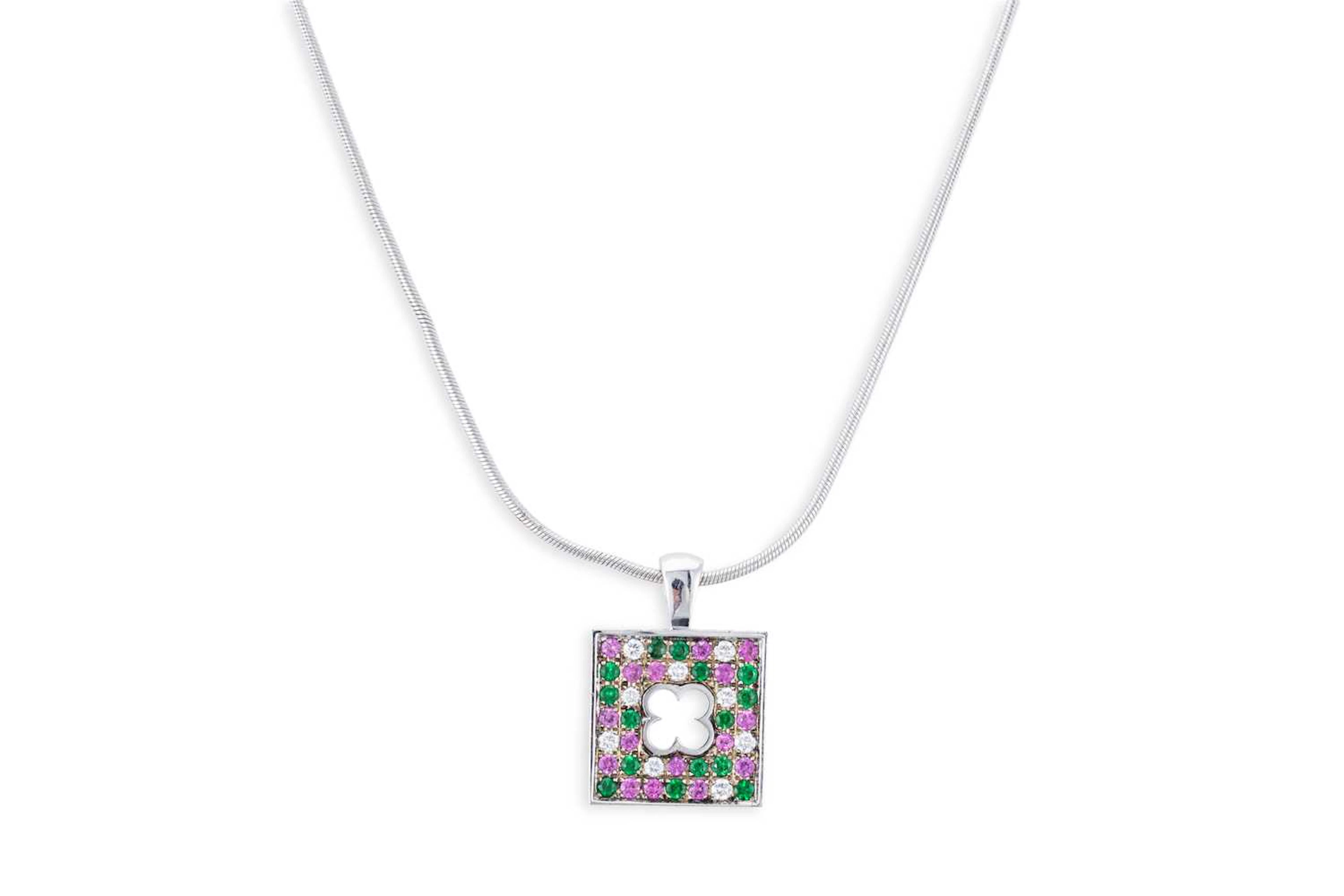 A MAUBOUSSIN DIAMOND AND GEMSET PENDANT