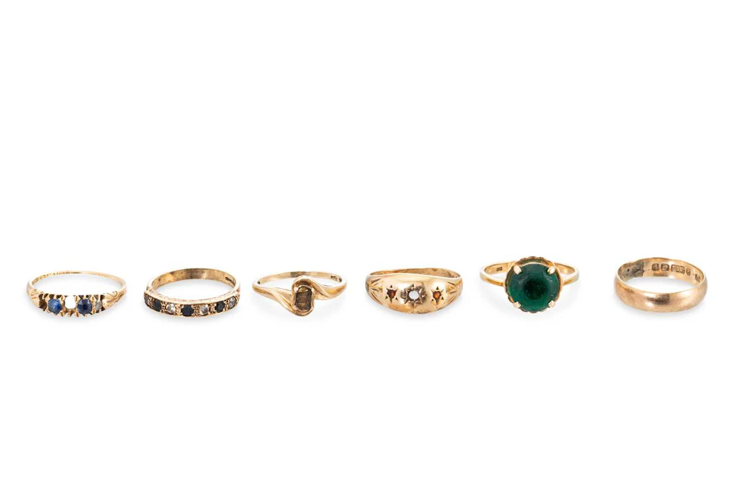 A GROUP OF 5X 9CT GOLD RINGS,12.5 g