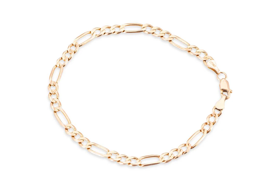 A FIGARO LINK 14CT ROSE GOLD BRACELET