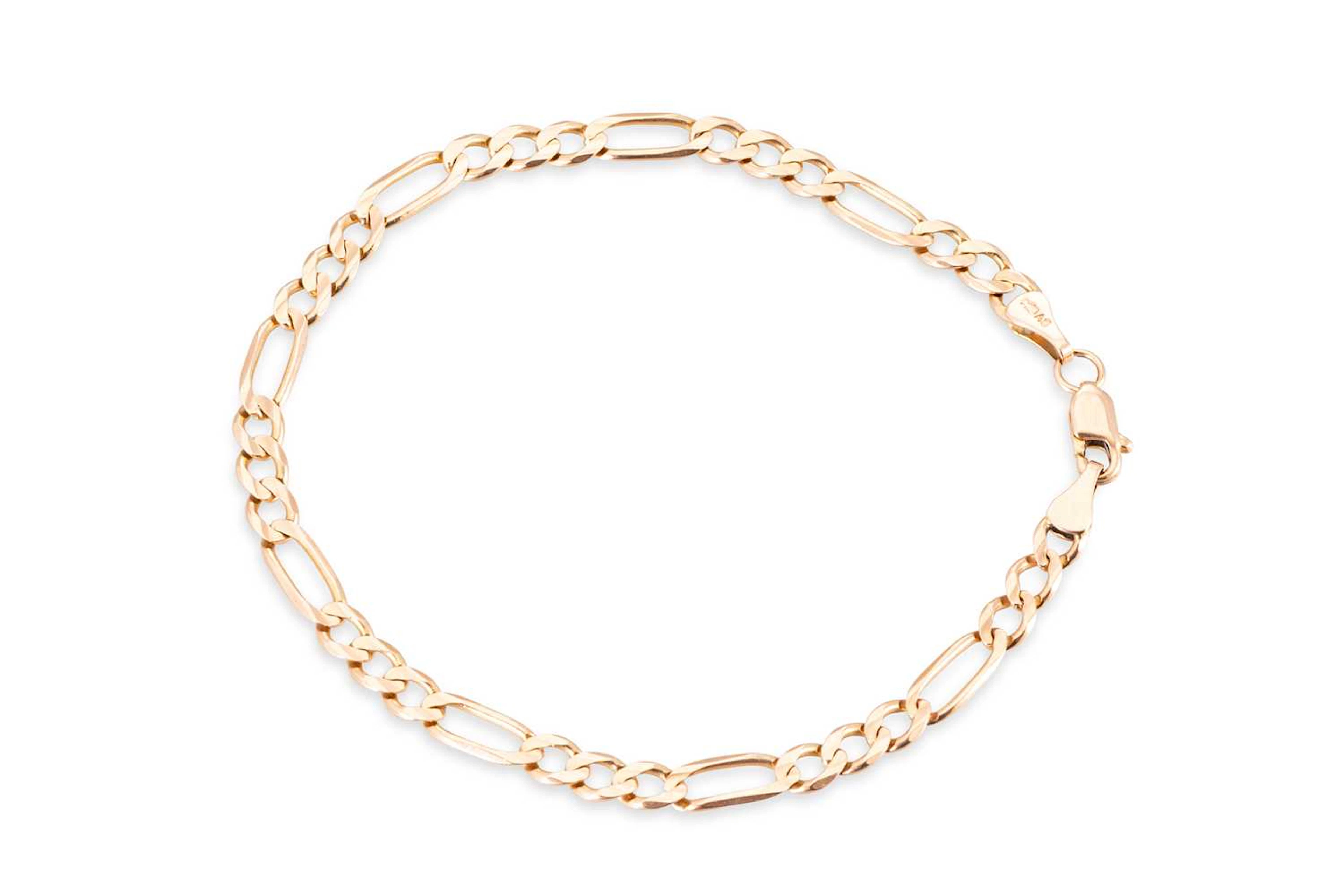 A FIGARO LINK 14CT ROSE GOLD BRACELET