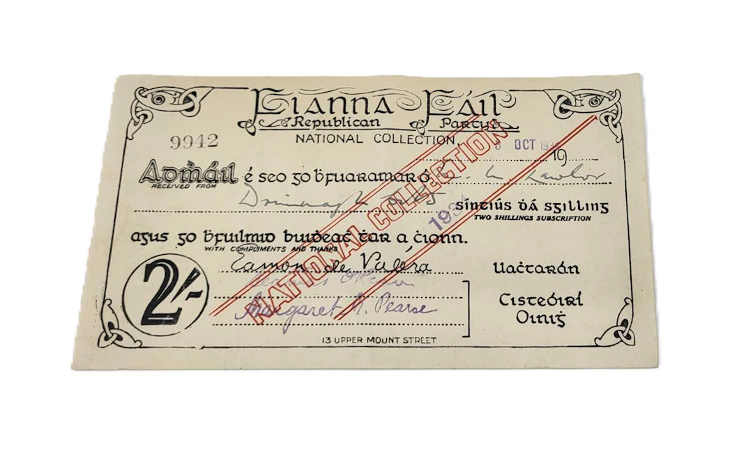 A 1934 FIANNA FAIL 2/- TWO SHILLING RECEIPT