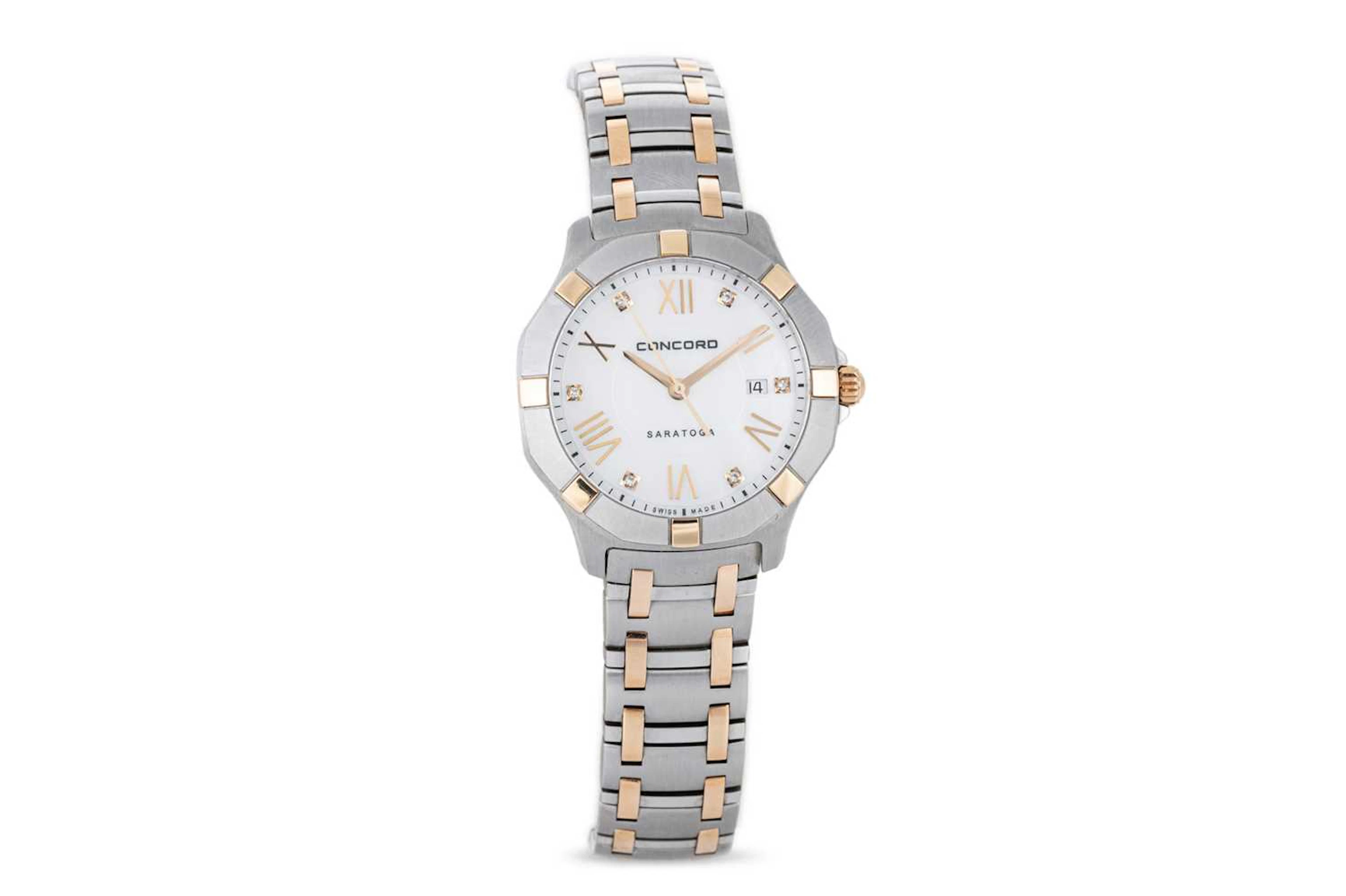 A CONCORD SARATIOSA STAINLESS STEEL WRIST WATCH