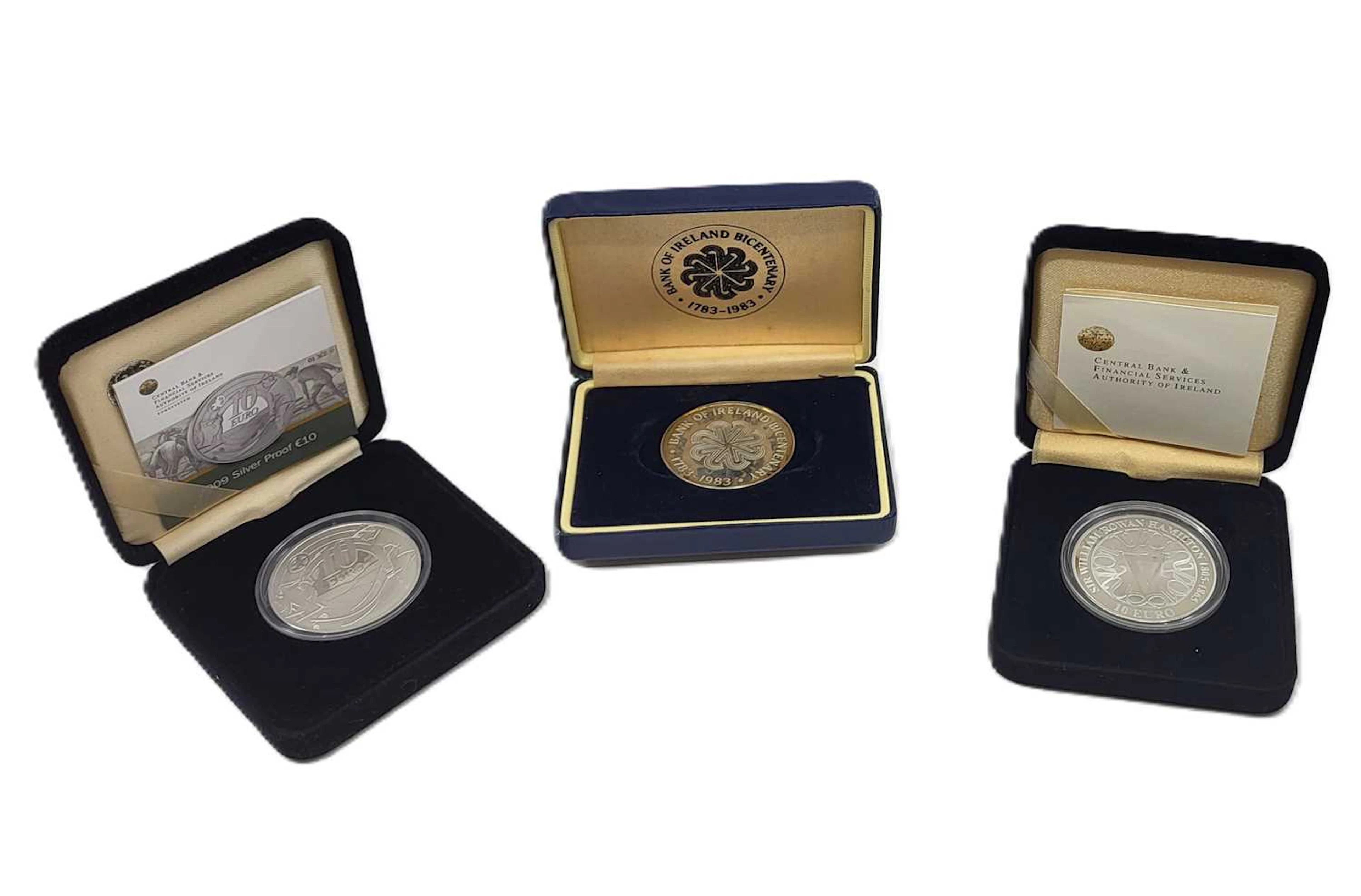 A PAIR OF IRISH 10 EURO SILVER COINS