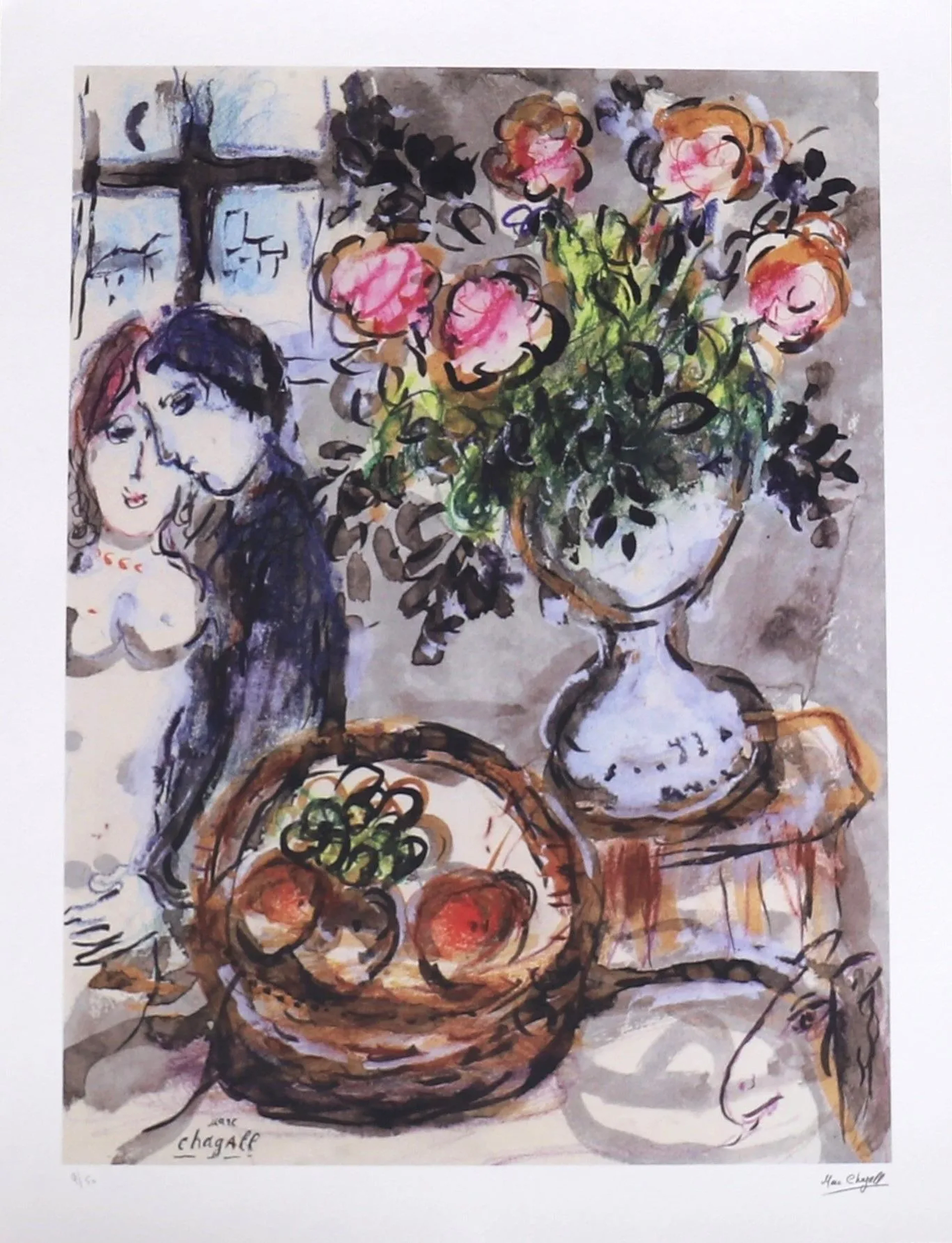 ARTWORK "LOVERS AND A VASE OF ROSES" Based on a work by Marc - Lot 162