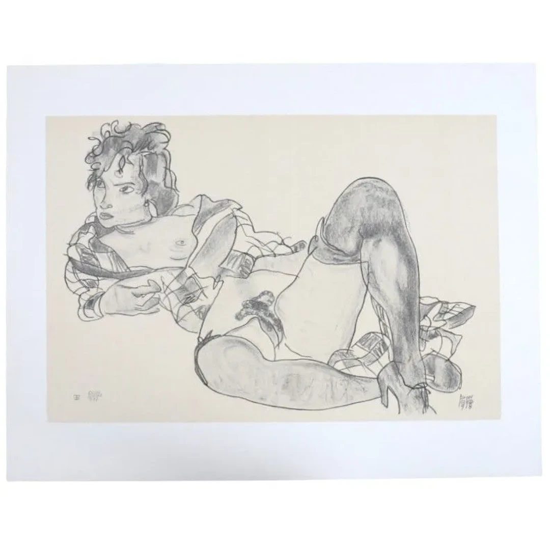WORK "RECUMBENT WOMAN" after Egon SCHIELE (1890–1918) - Lot 169
