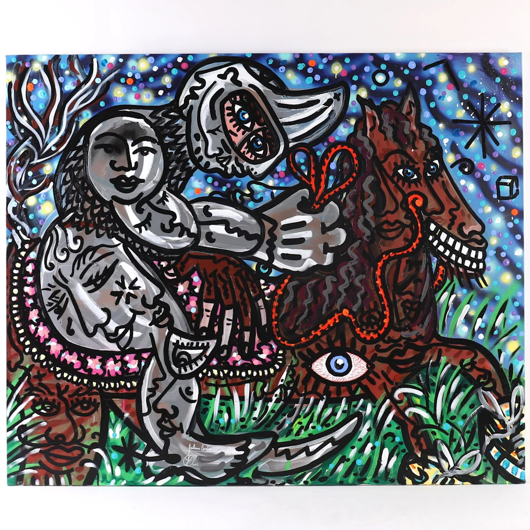 PAINTING "LE CHEVALIER" by Guillaume CAVALIER (1994) - Lot 196