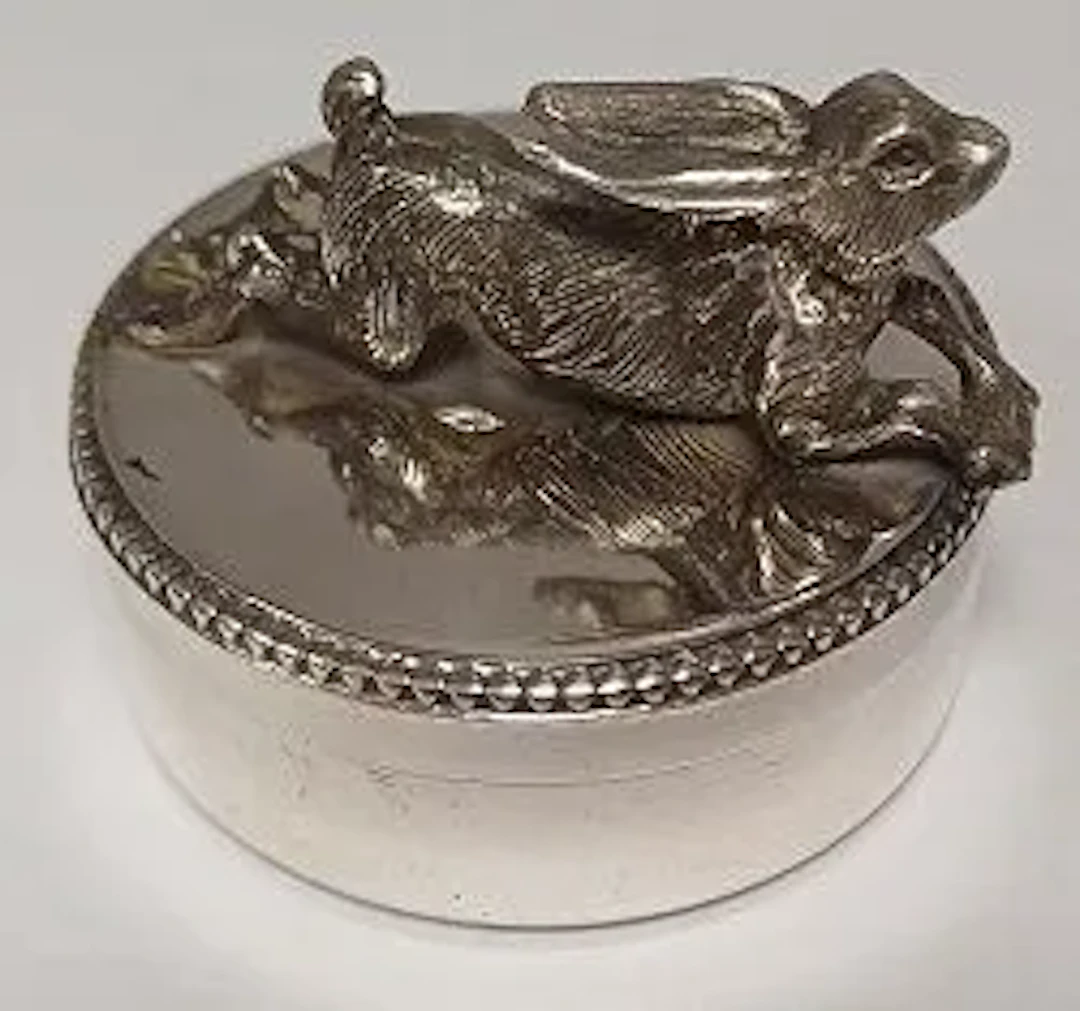 ROUND SILVER BABY TOOTH JAR - Lot 134
