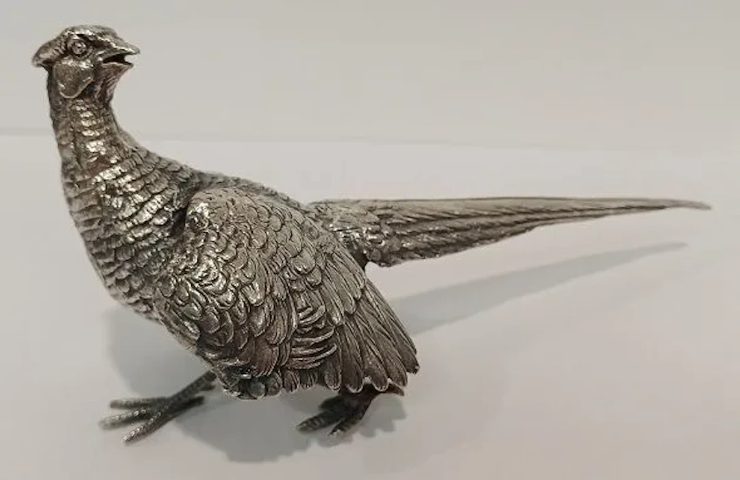 SILVER-PLATED BRONZE PHEASANT - Lot 135