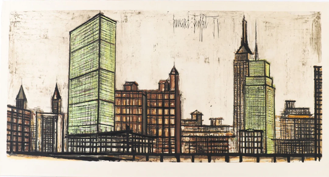 PAINTING "NEW YORK SKYLINE: UNITED NATIONS BUILDING" after B - Lot 311