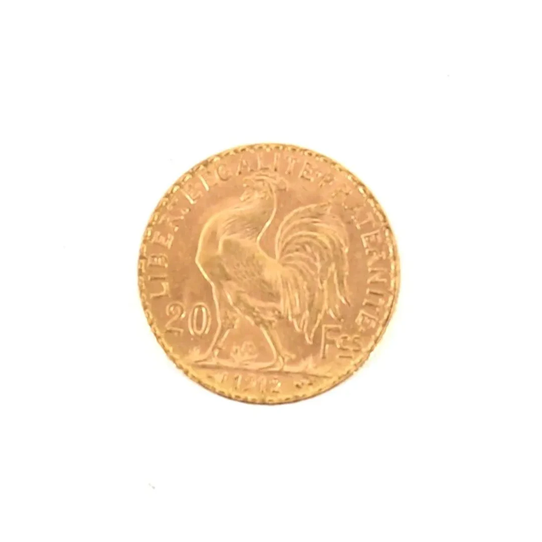 20-FRANC GOLD COIN WITH ROOSTER, 1912 - Lot 58