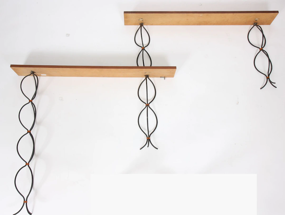 PAIR OF TWO-TIERED SHELVES, 20th CENTURY, in the style of Je - Lot 298