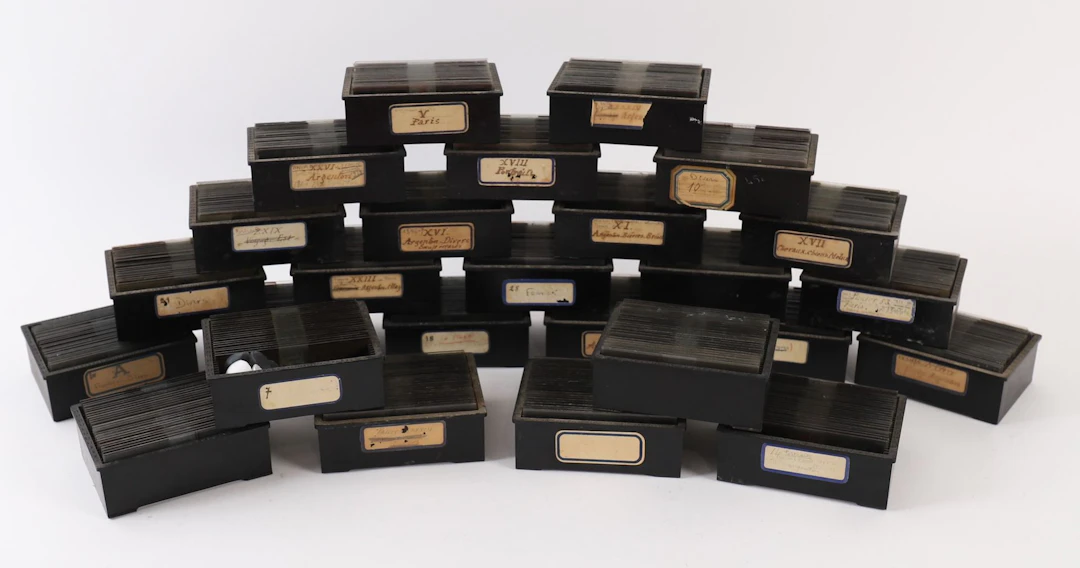 SET OF APPROXIMATELY 621 GLASS PLATES ON VARIOUS SUBJECTS - Lot 60