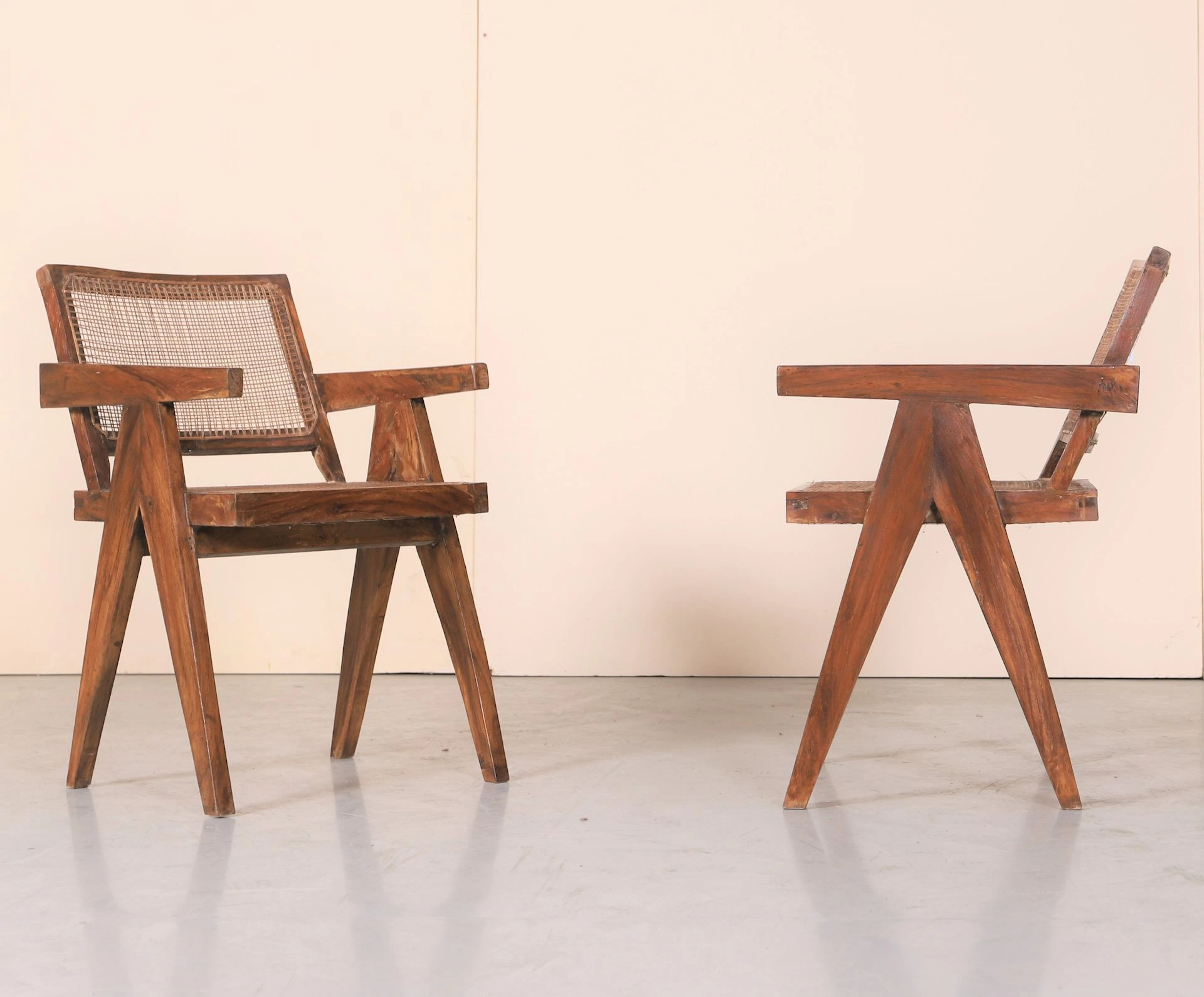 SET OF TWO "OFFICE CANE CHAIRS" by Pierre JEANNERET (1896–19 - Lot 201