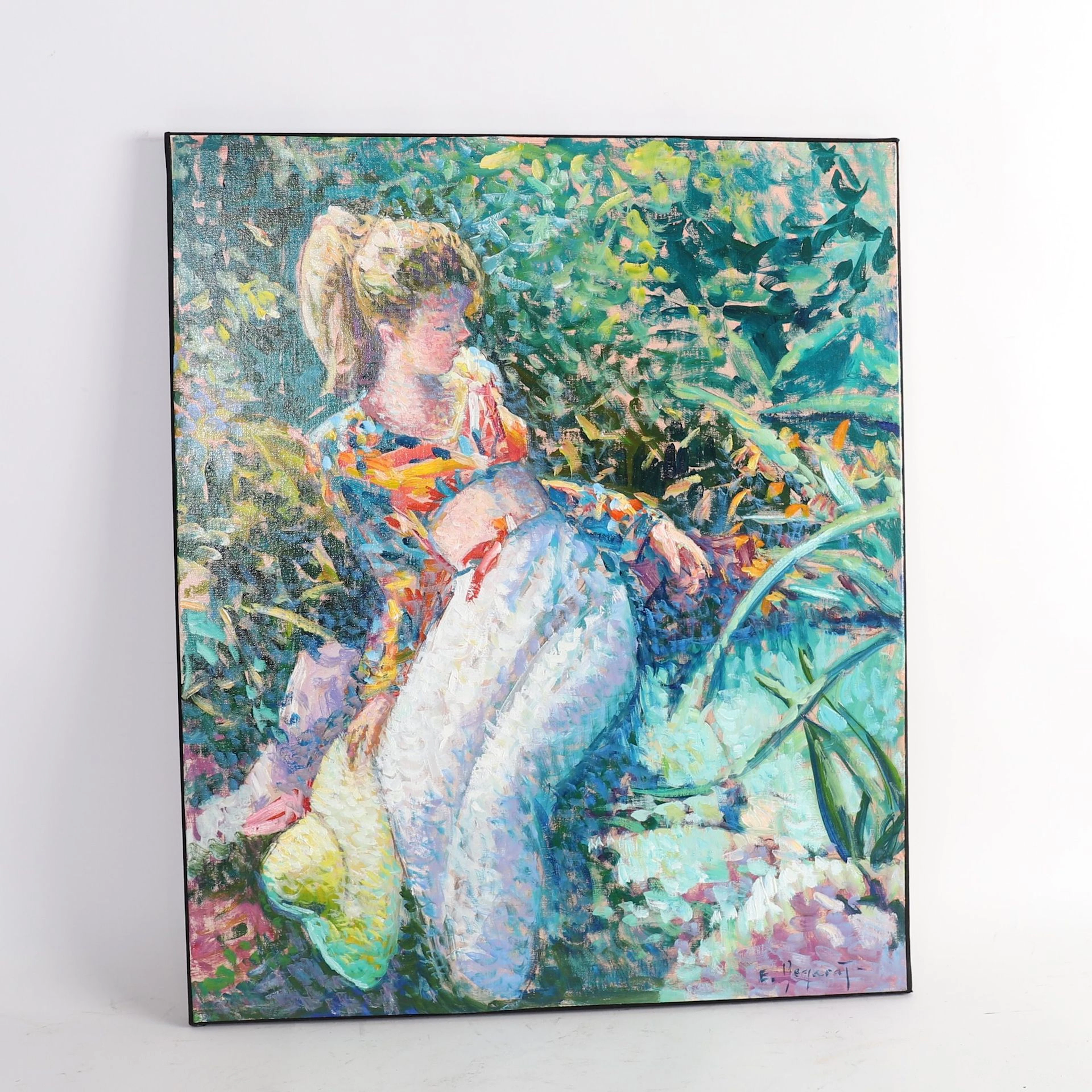 POINTILLIST PAINTING "THE WHITE SKIRT" by Eugène BEGARAT (bo - Lot 159