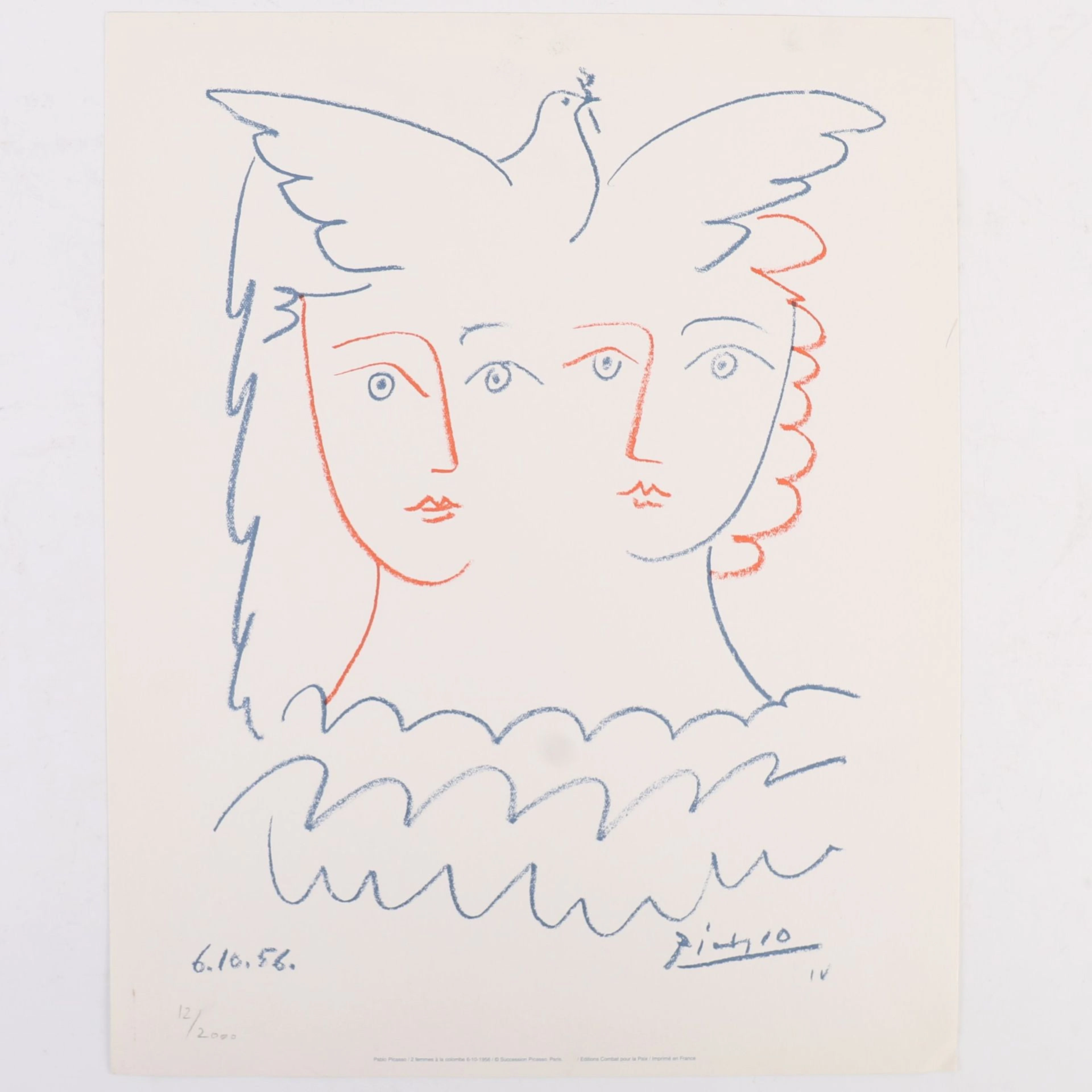 ARTWORK “TWO WOMEN WITH A DOVE” after Pablo PICASSO (1881–19 - Lot 174