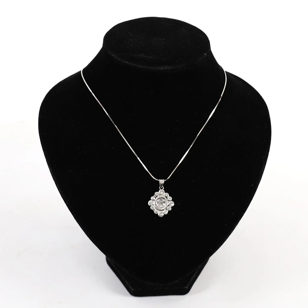 GOLD AND DIAMOND CABLE NECKLACE AND PENDANT - Lot 14