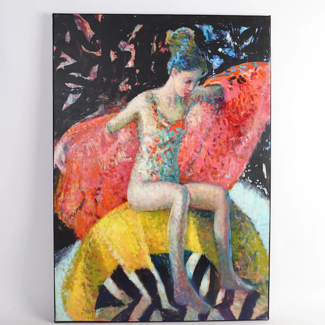 POINTILLIST PAINTING "POSE À L'ATELIER" by Eugène BEGARAT (b - Lot 172