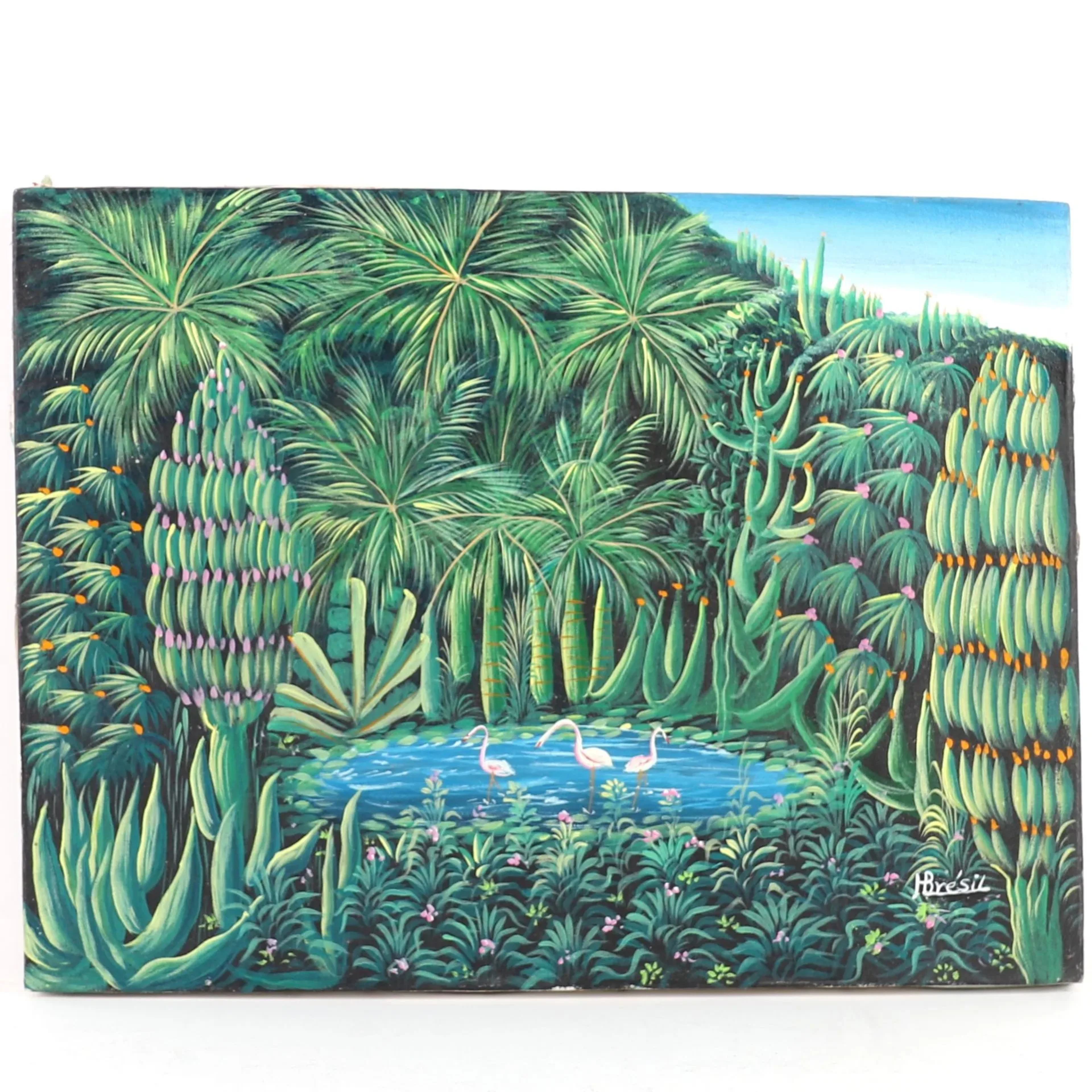 PAINTING "THE FLAMINGOS" by Henri Robert BRESIL (1952–1999) - Lot 161