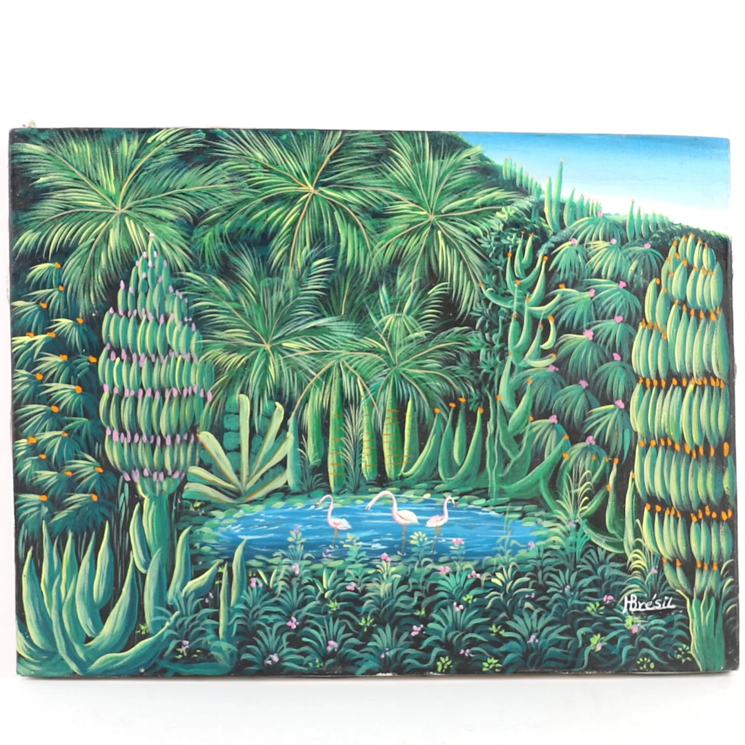 PAINTING "THE FLAMINGOS" by Henri Robert BRESIL (1952–1999) - Lot 161