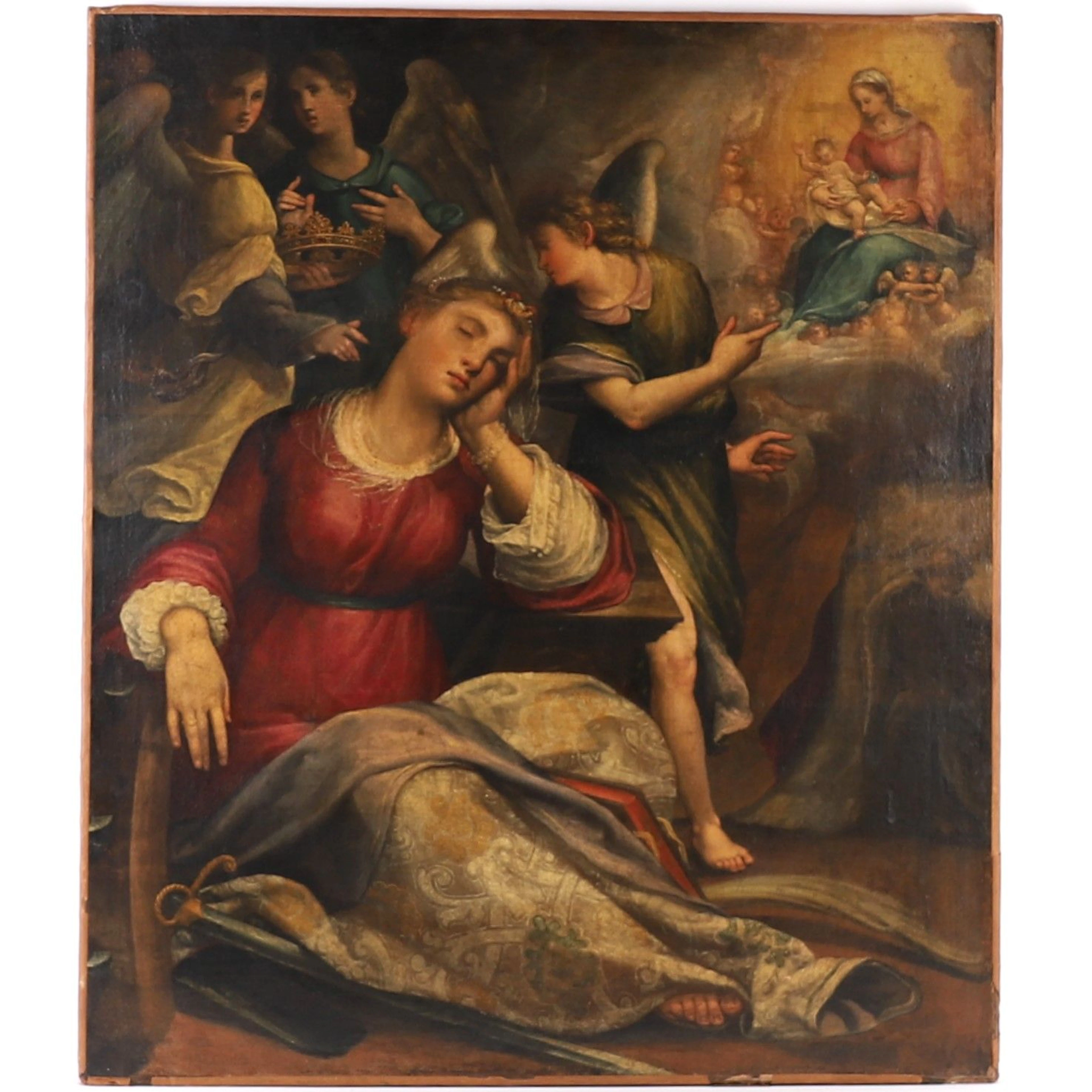 IMPORTANT PAINTING, "SAINT CATHERINE OF ALEXANDRIA," 18th CE - Lot 297