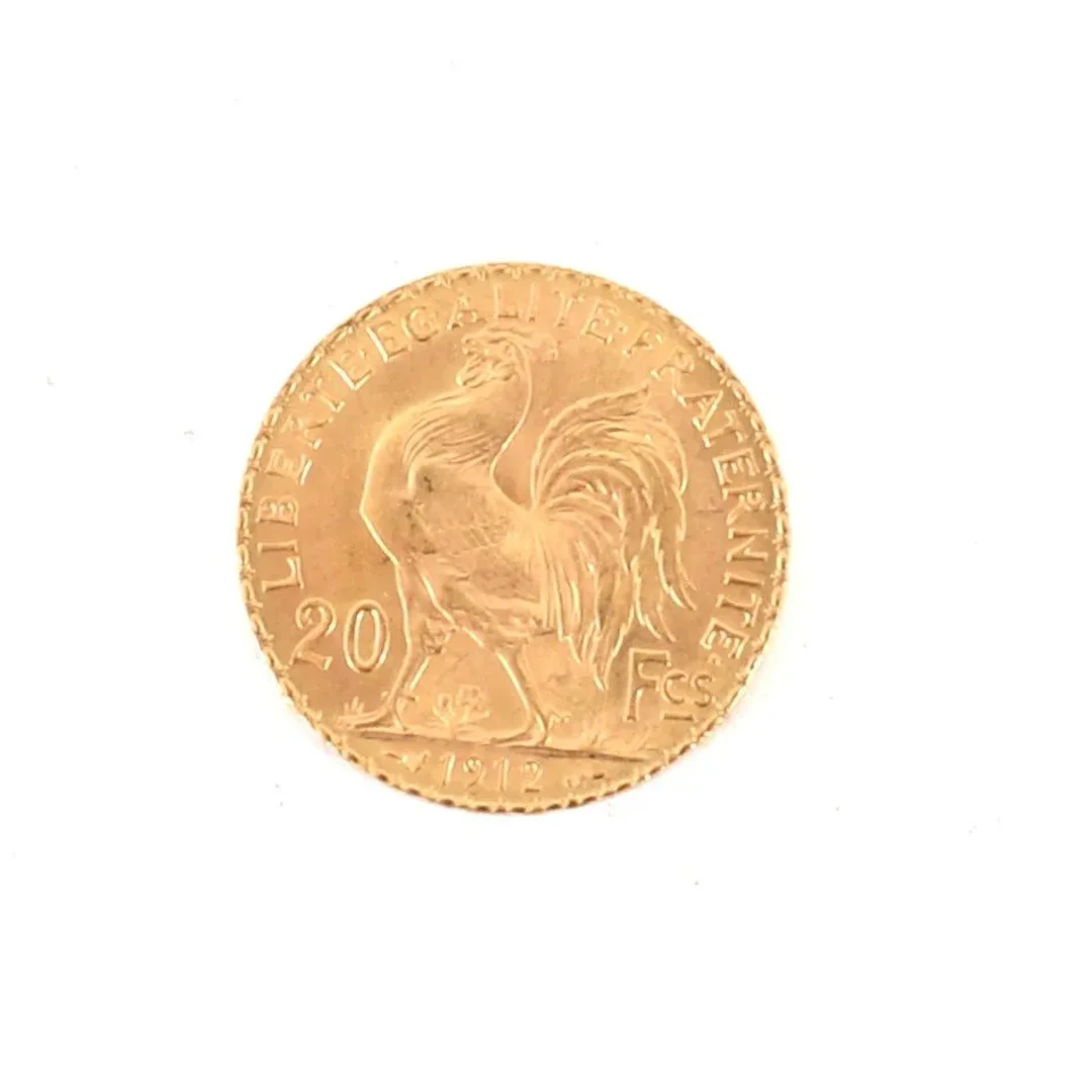 20-FRANC GOLD COIN WITH ROOSTER, 1912 - Lot 59