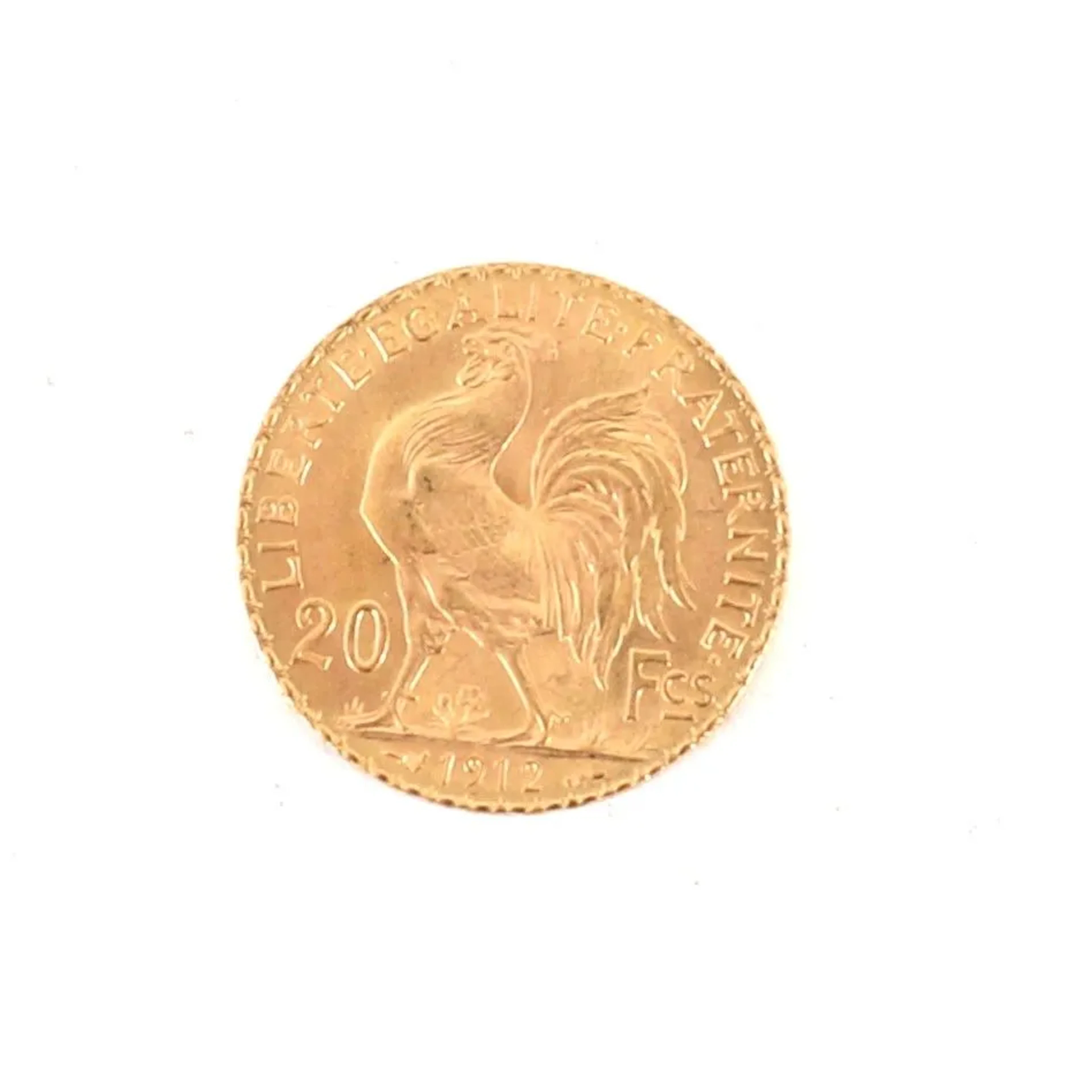 20-FRANC GOLD COIN WITH ROOSTER, 1912 - Lot 59