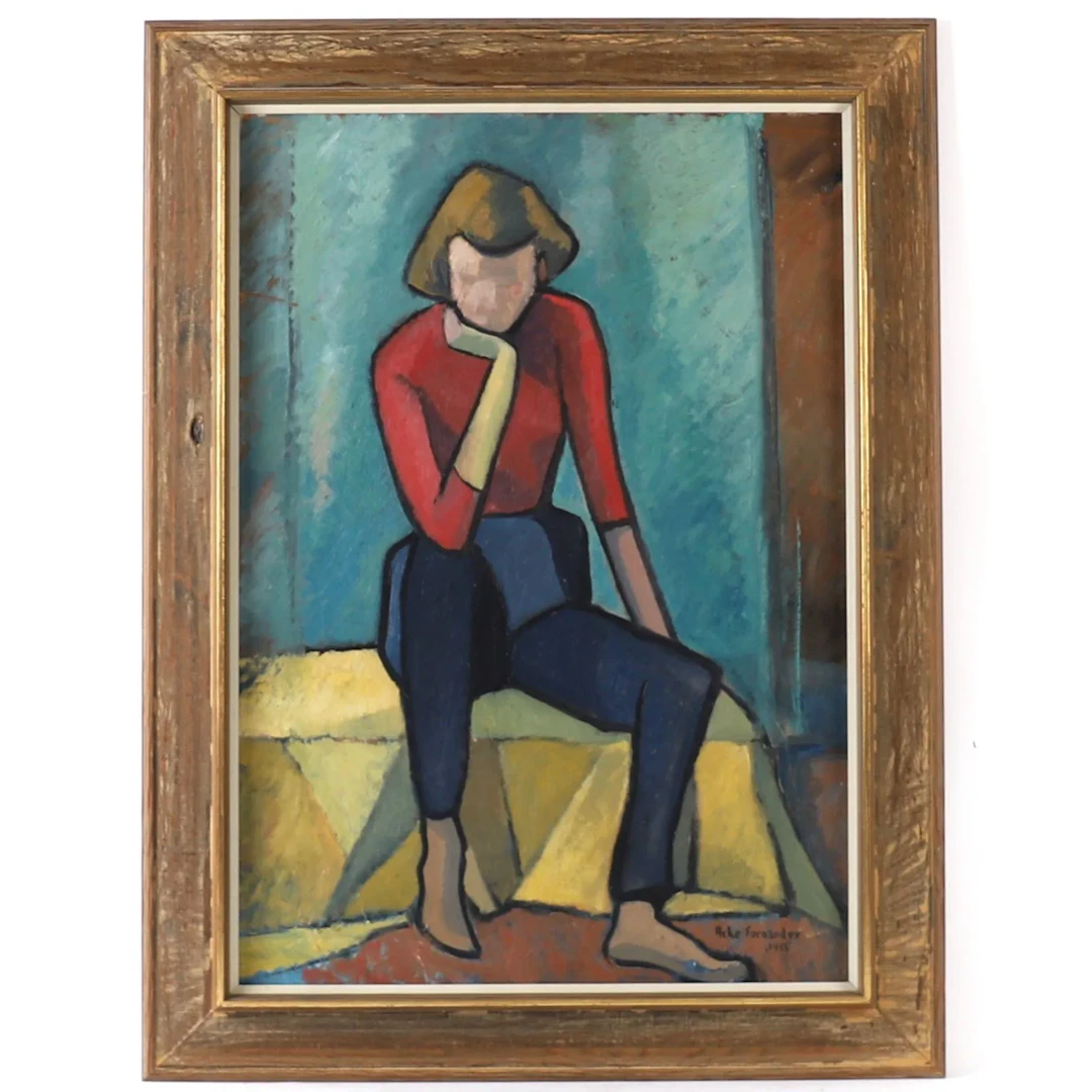 PAINTING "FEMME SONGEUSE" by Acke FORNANDER (1908–1990) - Lot 219