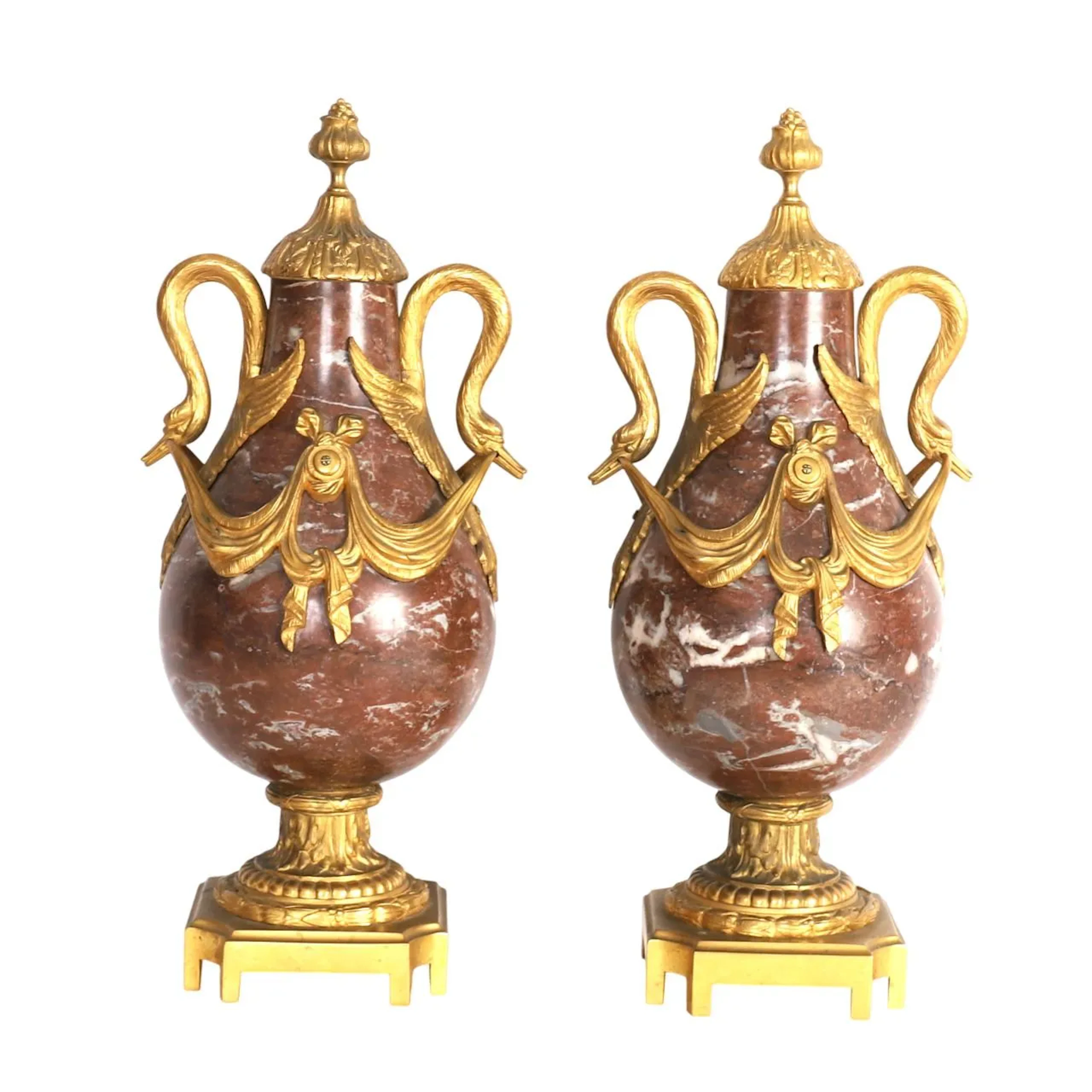 PAIR OF LOUIS XVI-STYLE SWAN CASSOLETTES, 20TH CENTURY - Lot 247