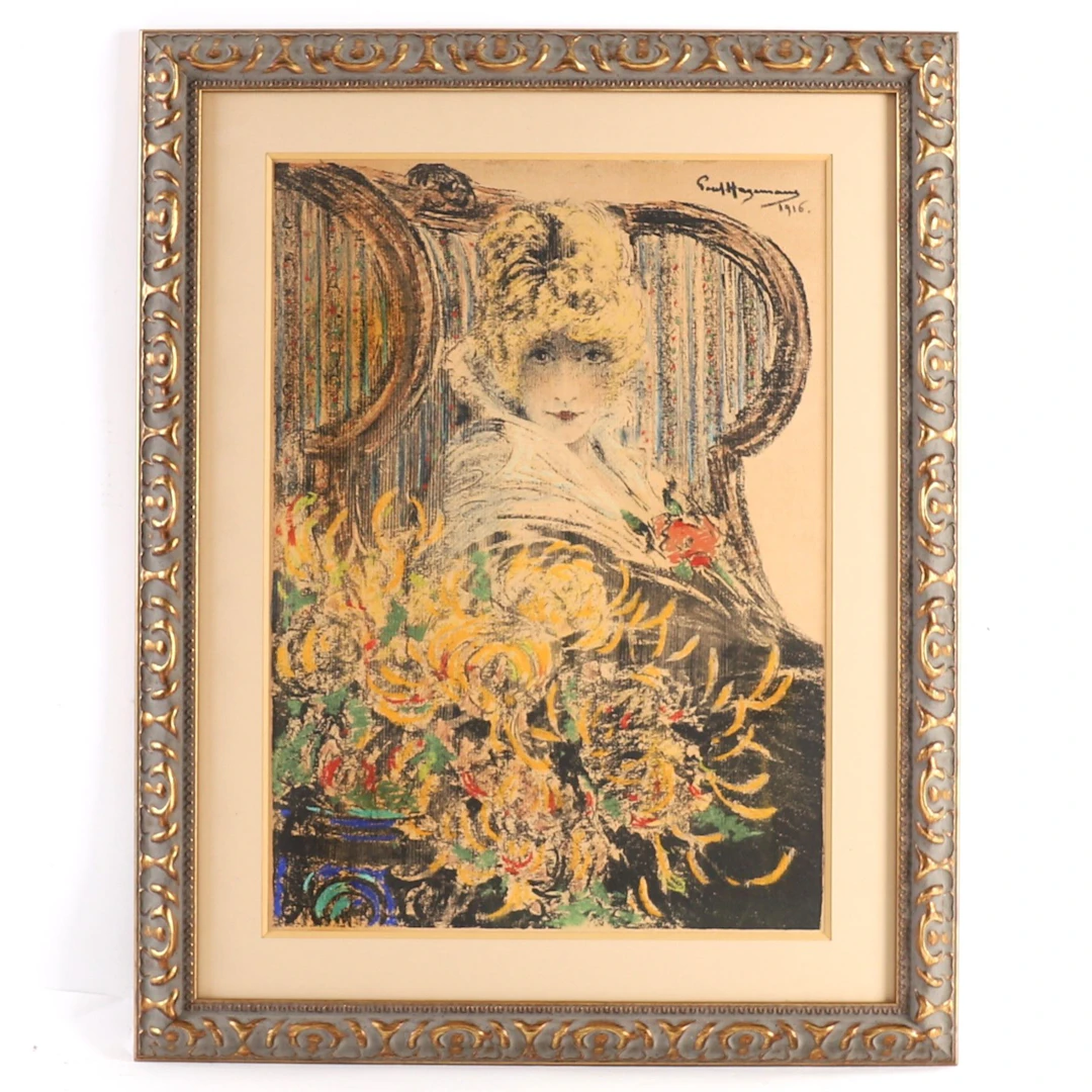 PAINTING "WOMAN WITH FLOWERS" by Paul HAGEMANS (1884–1959) - Lot 136