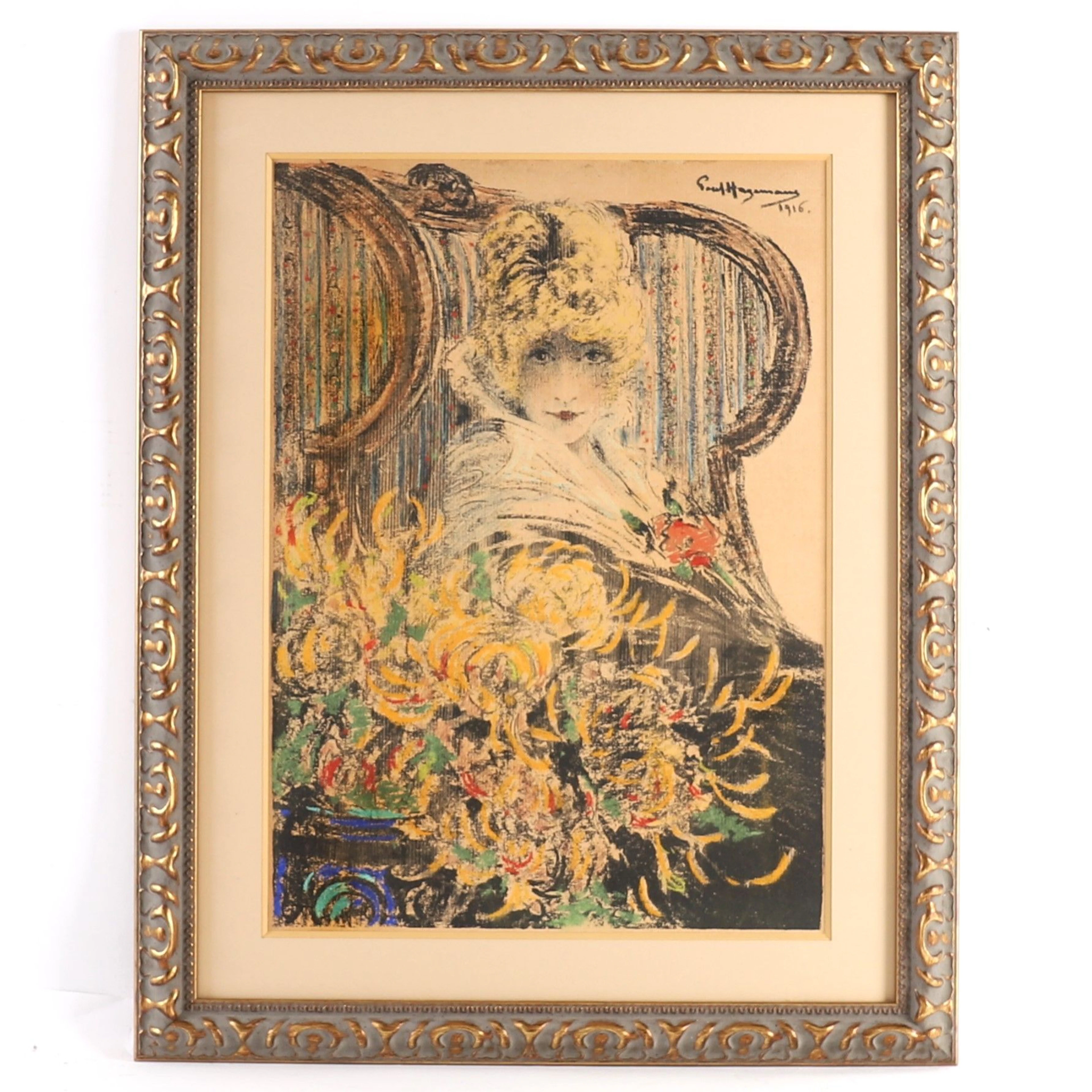 PAINTING "WOMAN WITH FLOWERS" by Paul HAGEMANS (1884–1959) - Lot 136