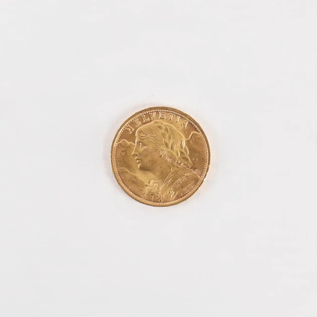 20 FRANCS VRENELI GOLD COIN, 1927 - Lot 90