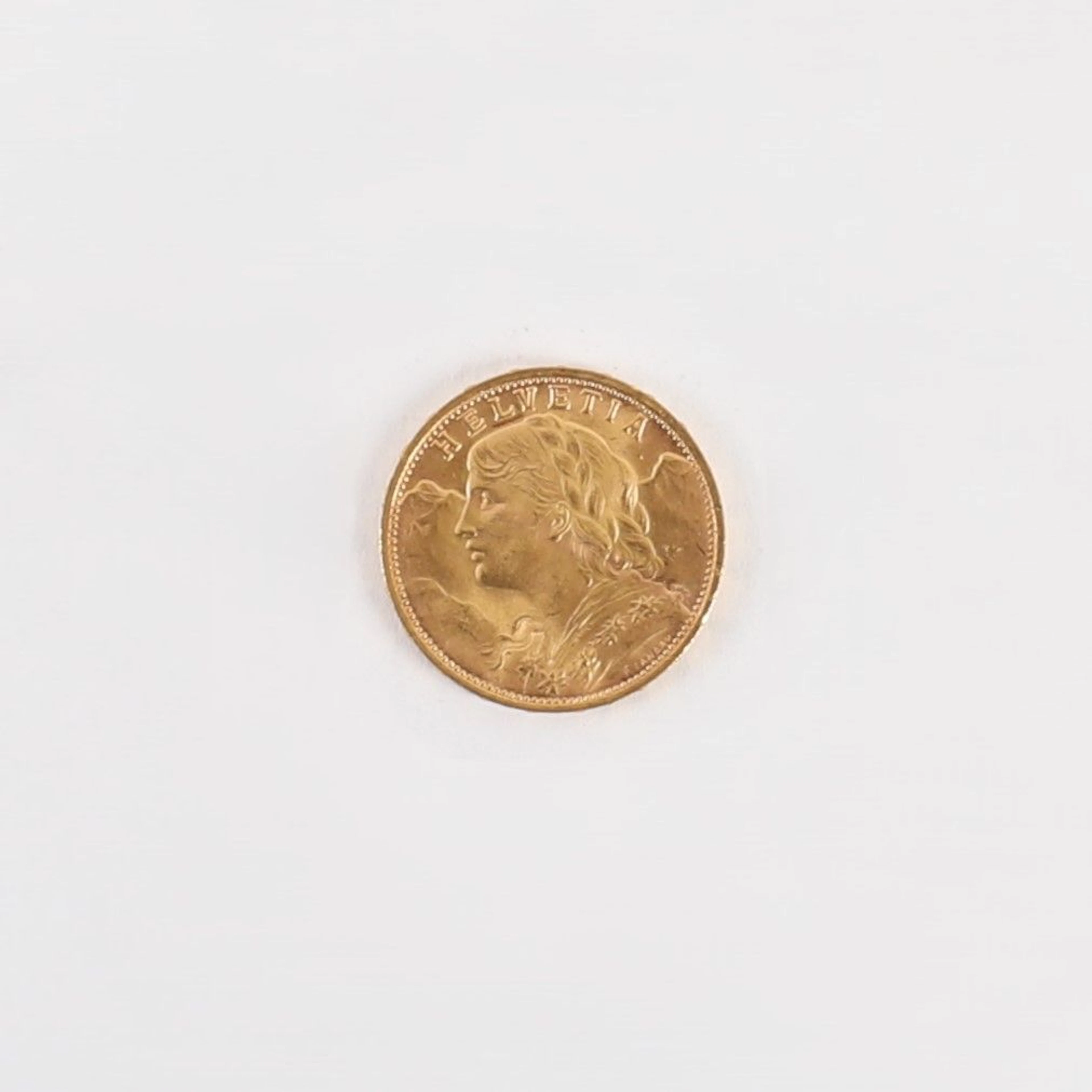 20 FRANCS VRENELI GOLD COIN, 1927 - Lot 90