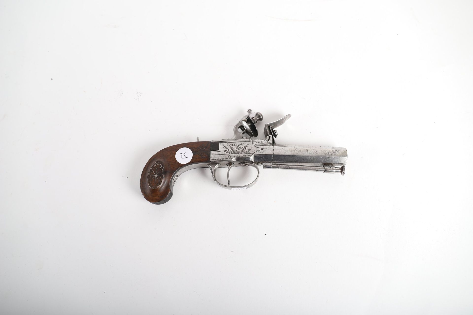 FLINTLOCK BOX PISTOL. - Lot 55