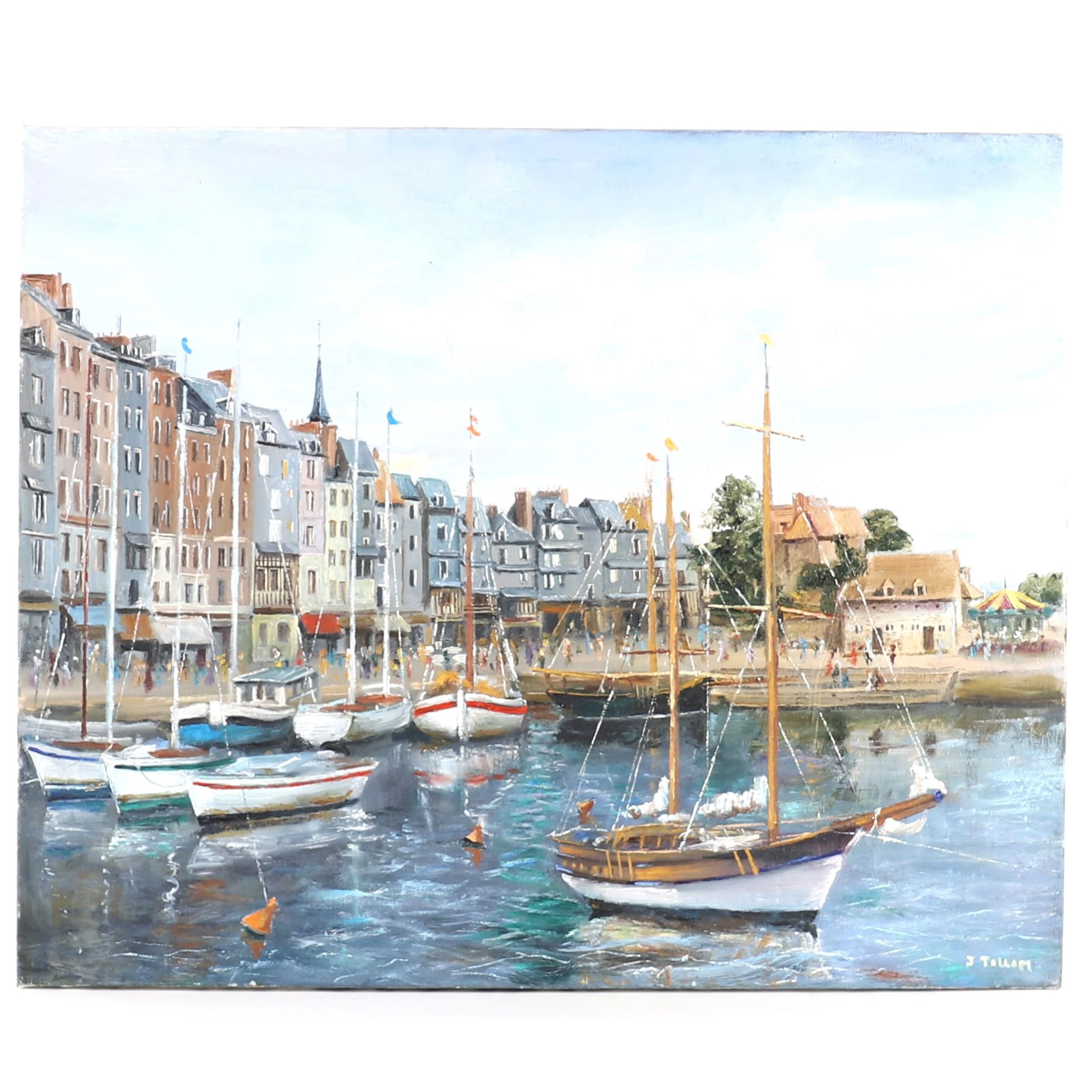 TABLEAU "HONFLEUR VIEUX BASSIN" by Jackie MOLLOT, known as T - Lot 147