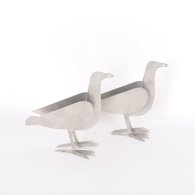 BEAUTIFUL PAIR OF "SILVER BIRDS" STEEL CANDLEHOLDERS - Lot 225