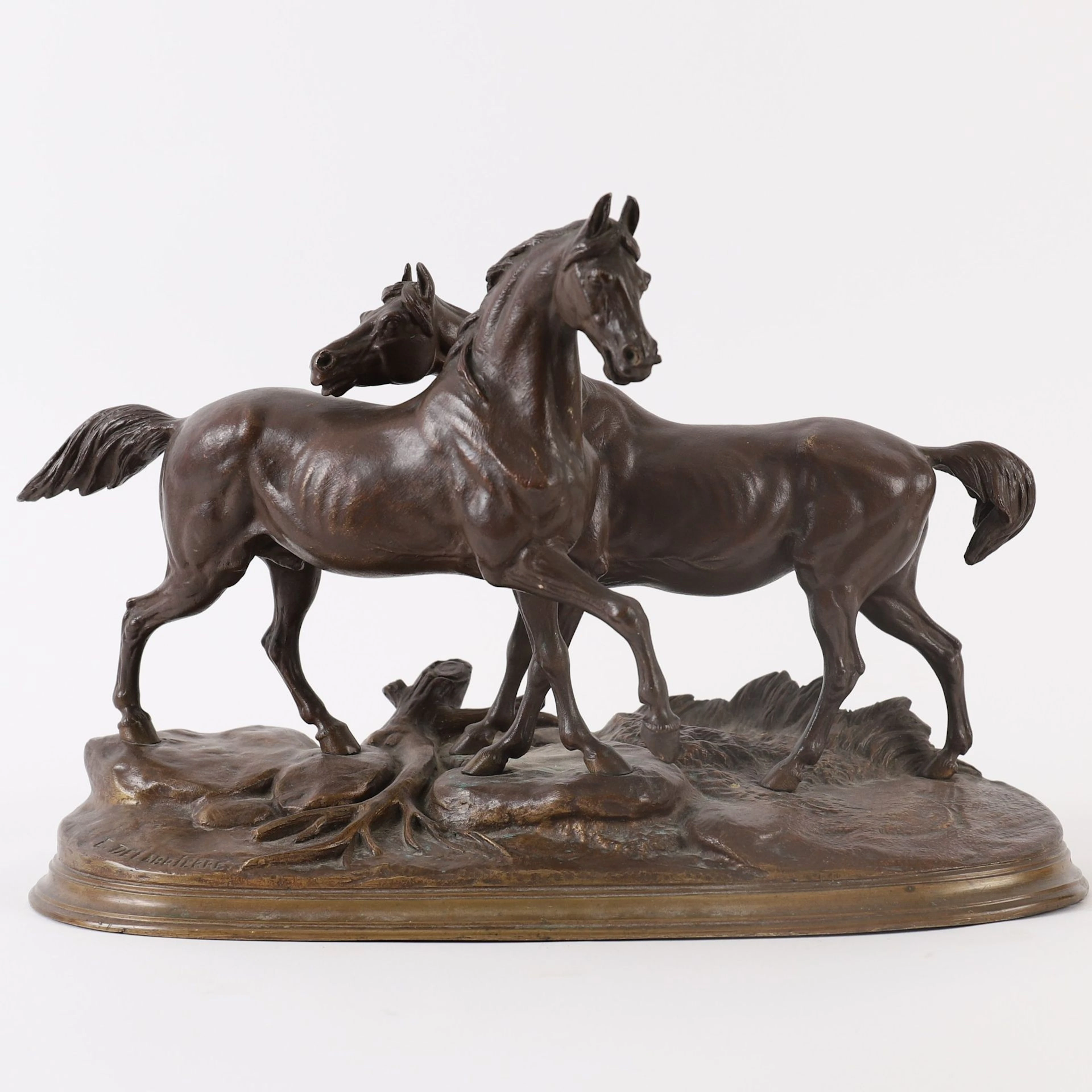 SCULPTURE "DUO OF HORSES" by Édouard Paul DELABRIERRE (1829– - Lot 236