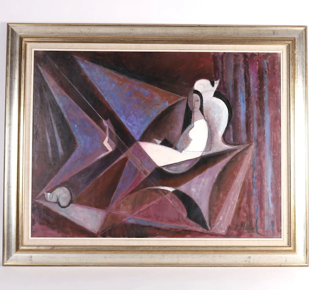 TABLEAU "FEMME AU SOFA" by Gustave NEBEL (1907-1987) Framed - Lot 199