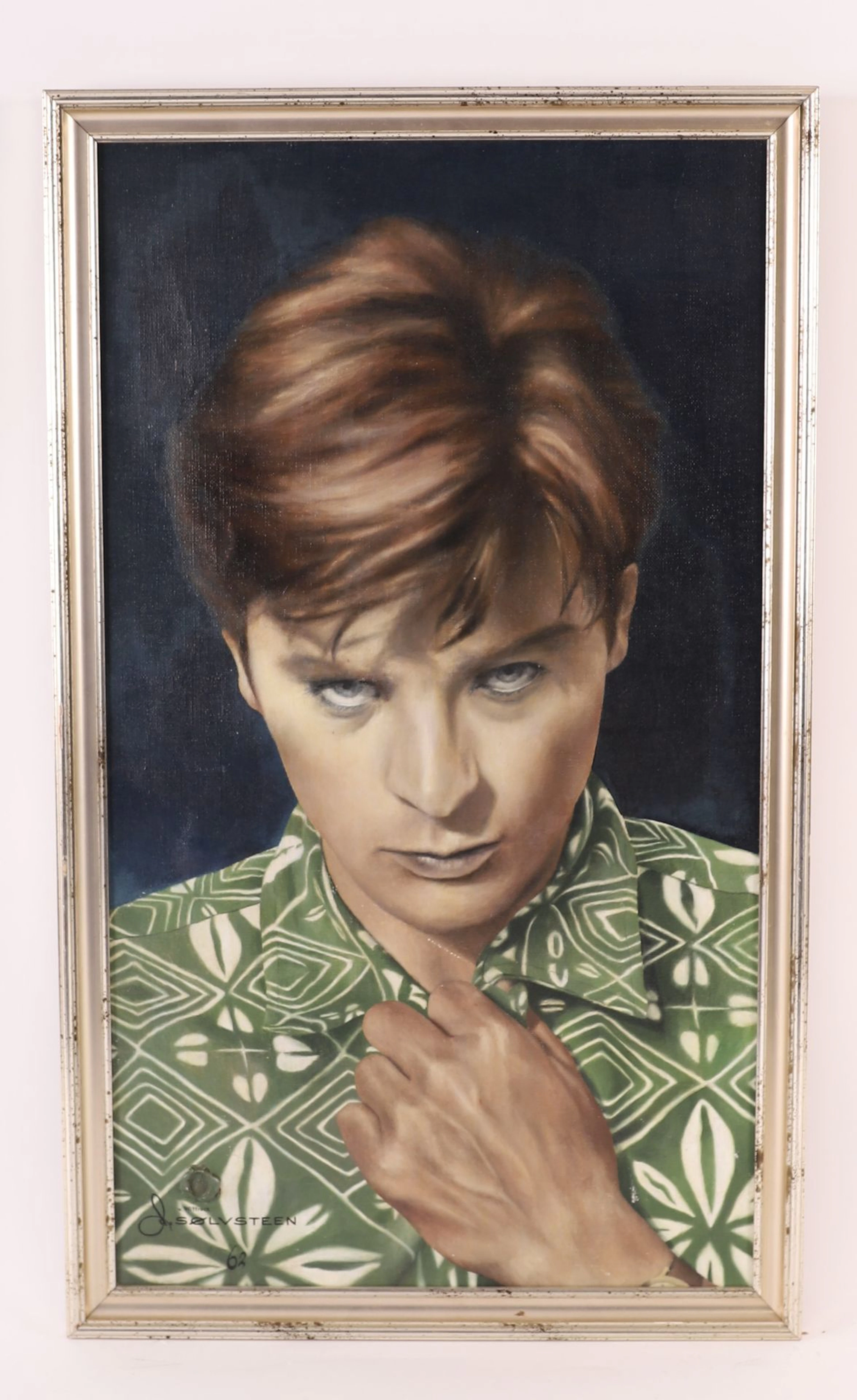 PAINTING "PORTRAIT OF ALAIN DELON" by J. SOLVSTEEN. (XX) - Lot 308