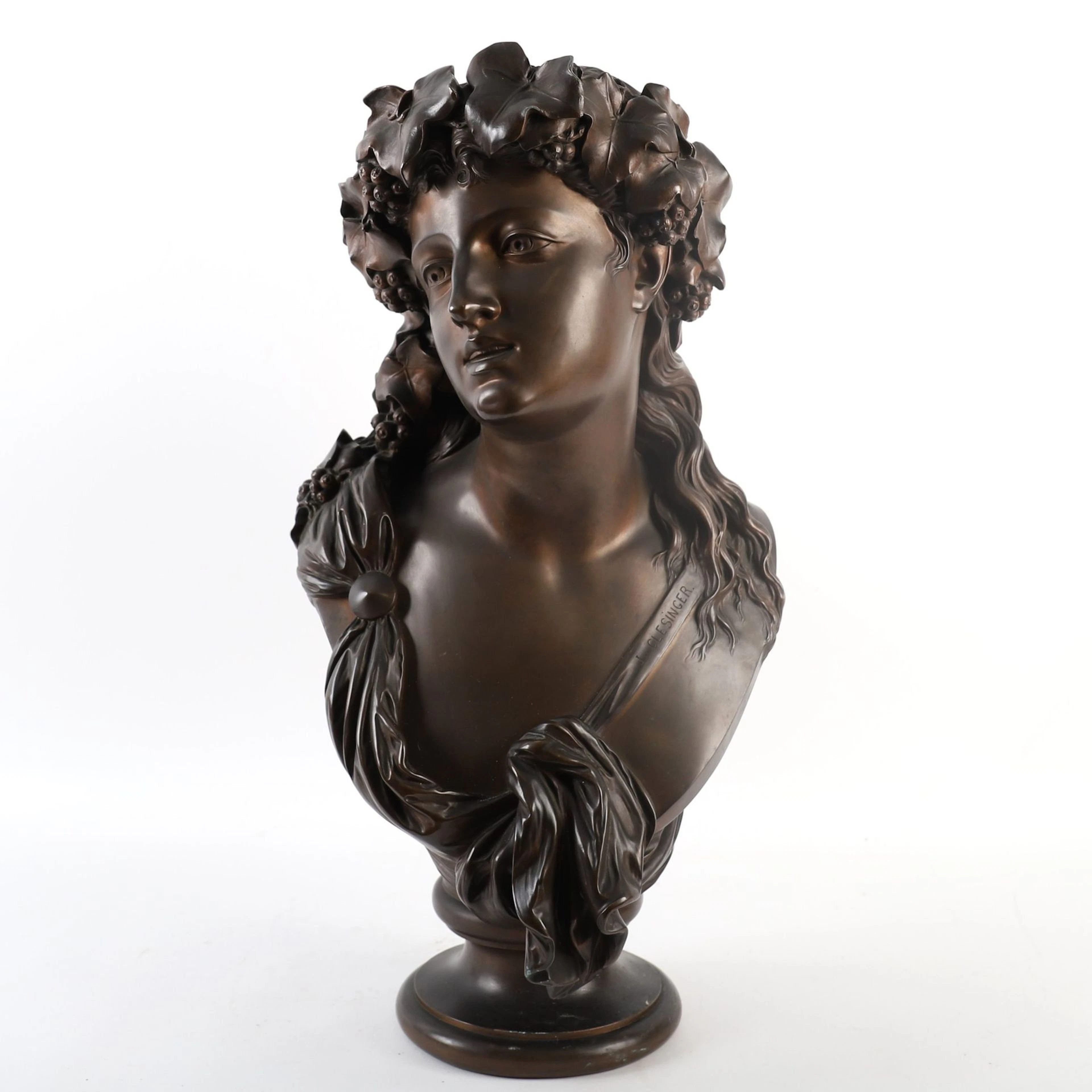 SCULPTURE "BUST OF A BACCHANTE," by Jean-Baptiste CLÉSINGER - Lot 277