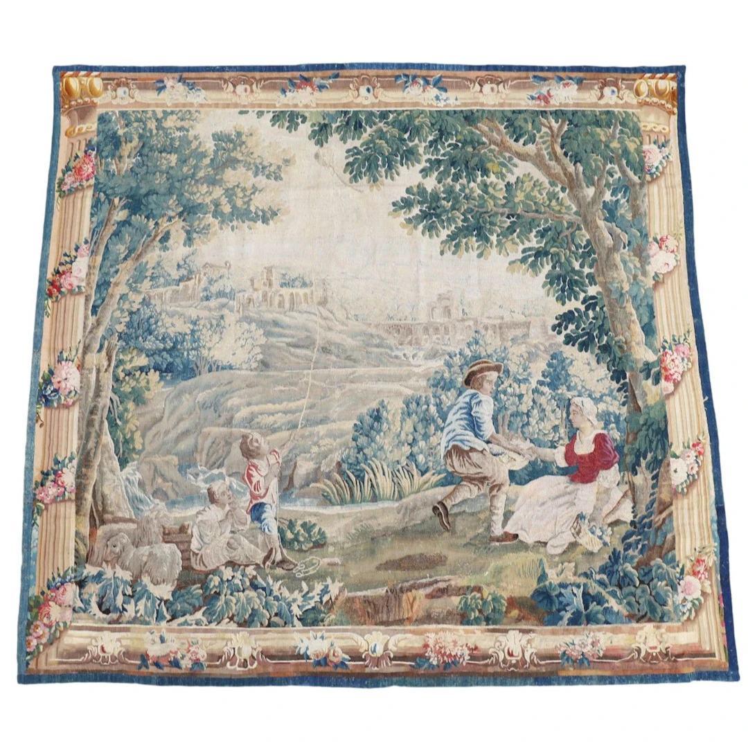 AUBUSSON TAPESTRY “THE KITE GAME,” LATE 18TH CENTURY. - Lot 269