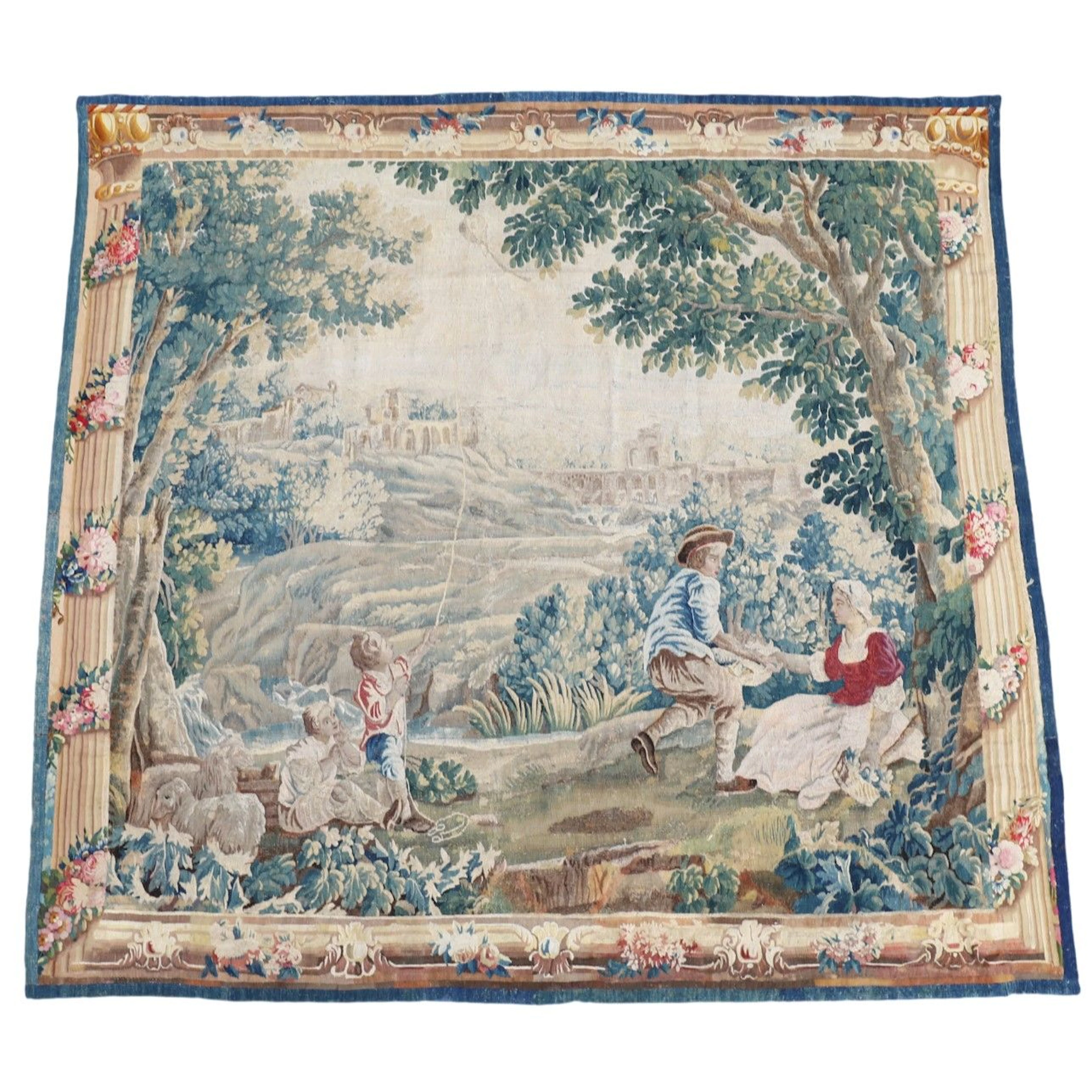 AUBUSSON TAPESTRY “THE KITE GAME,” LATE 18TH CENTURY. - Lot 269