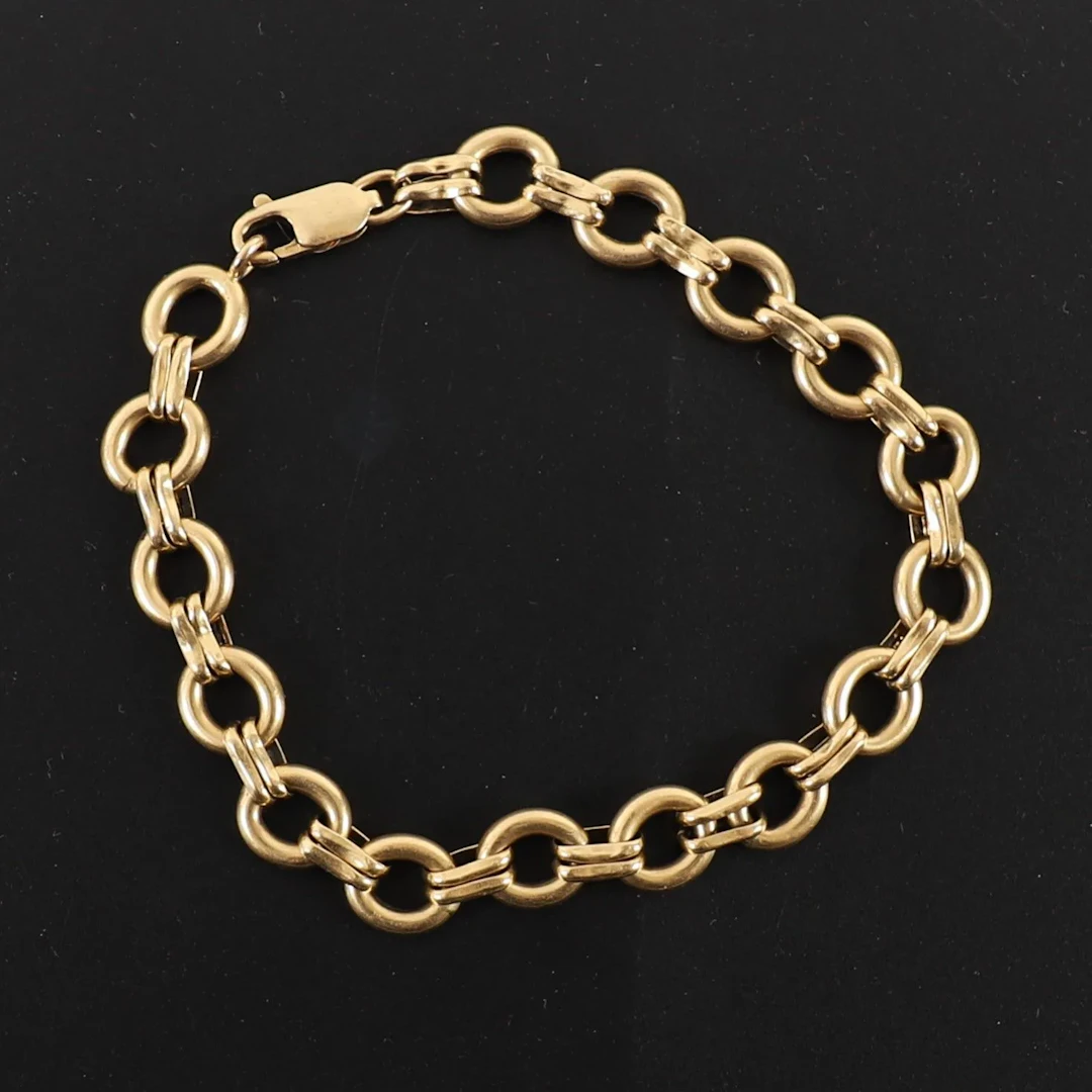 GOLD BRACELET WITH JASERON- OR FORÇAT-STYLE LINKS. - Lot 16