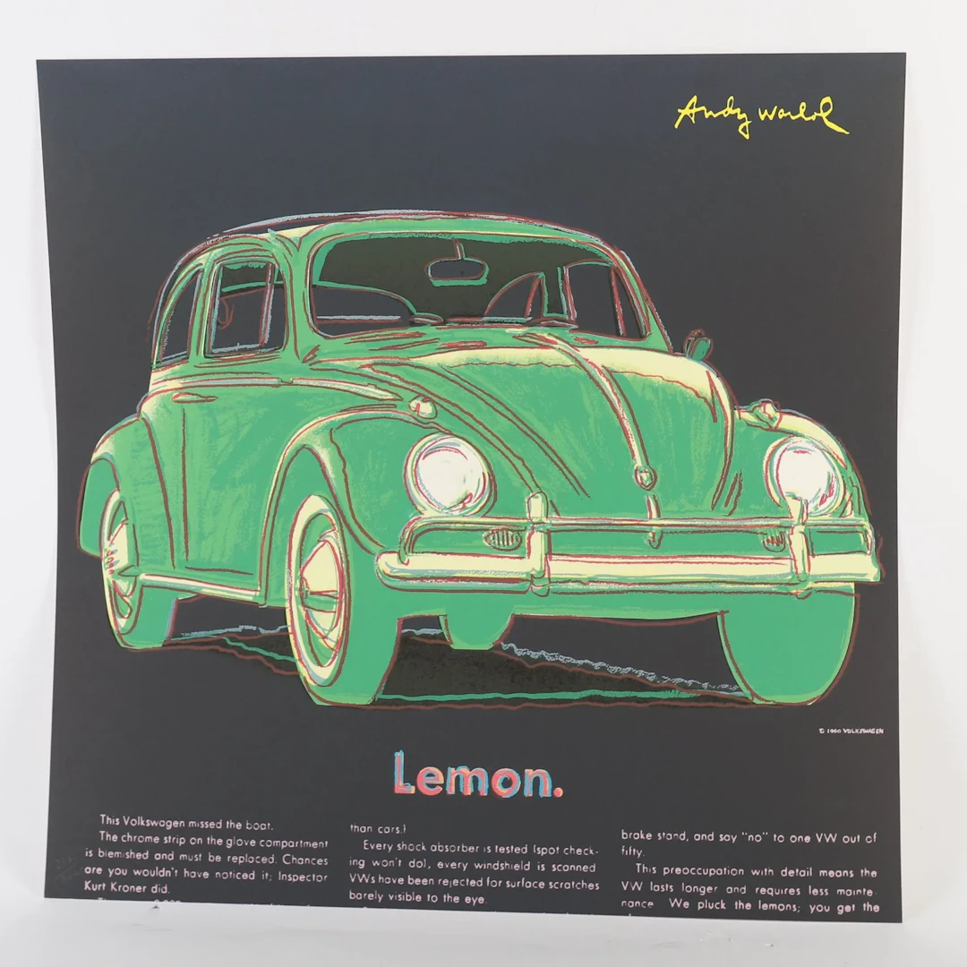 BASED ON A "VOLKSWAGEN" LITHOGRAPH BY Andy WARHOL (1928–1987 - Lot 335