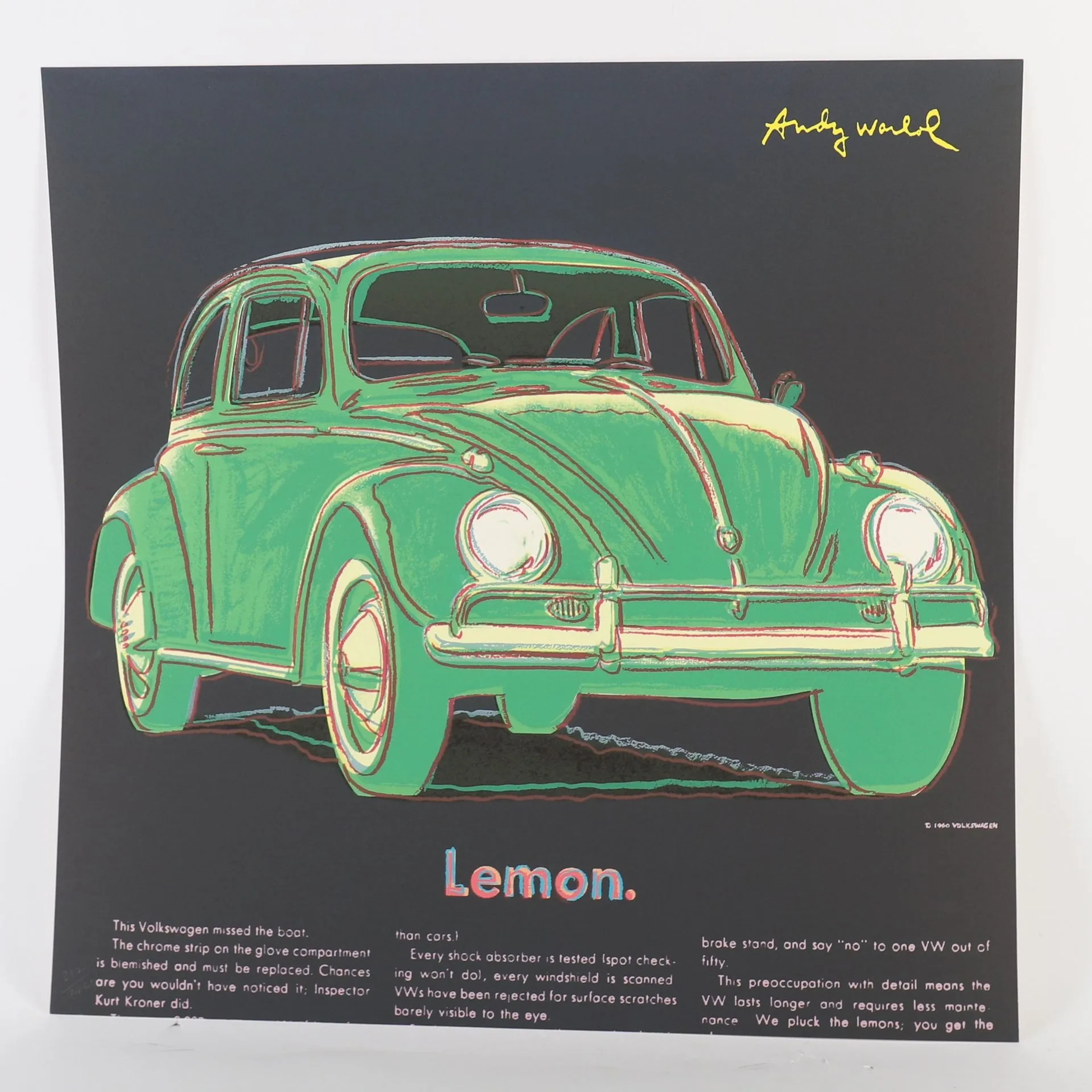 BASED ON A "VOLKSWAGEN" LITHOGRAPH BY Andy WARHOL (1928–1987 - Lot 335