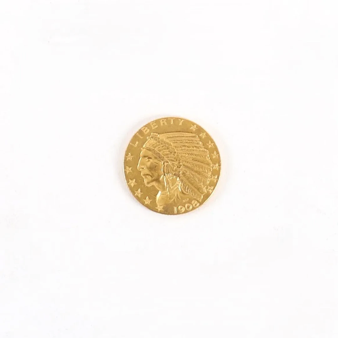 1908 "INDIAN HEAD" 5-DOLLAR GOLD COIN - Lot 89